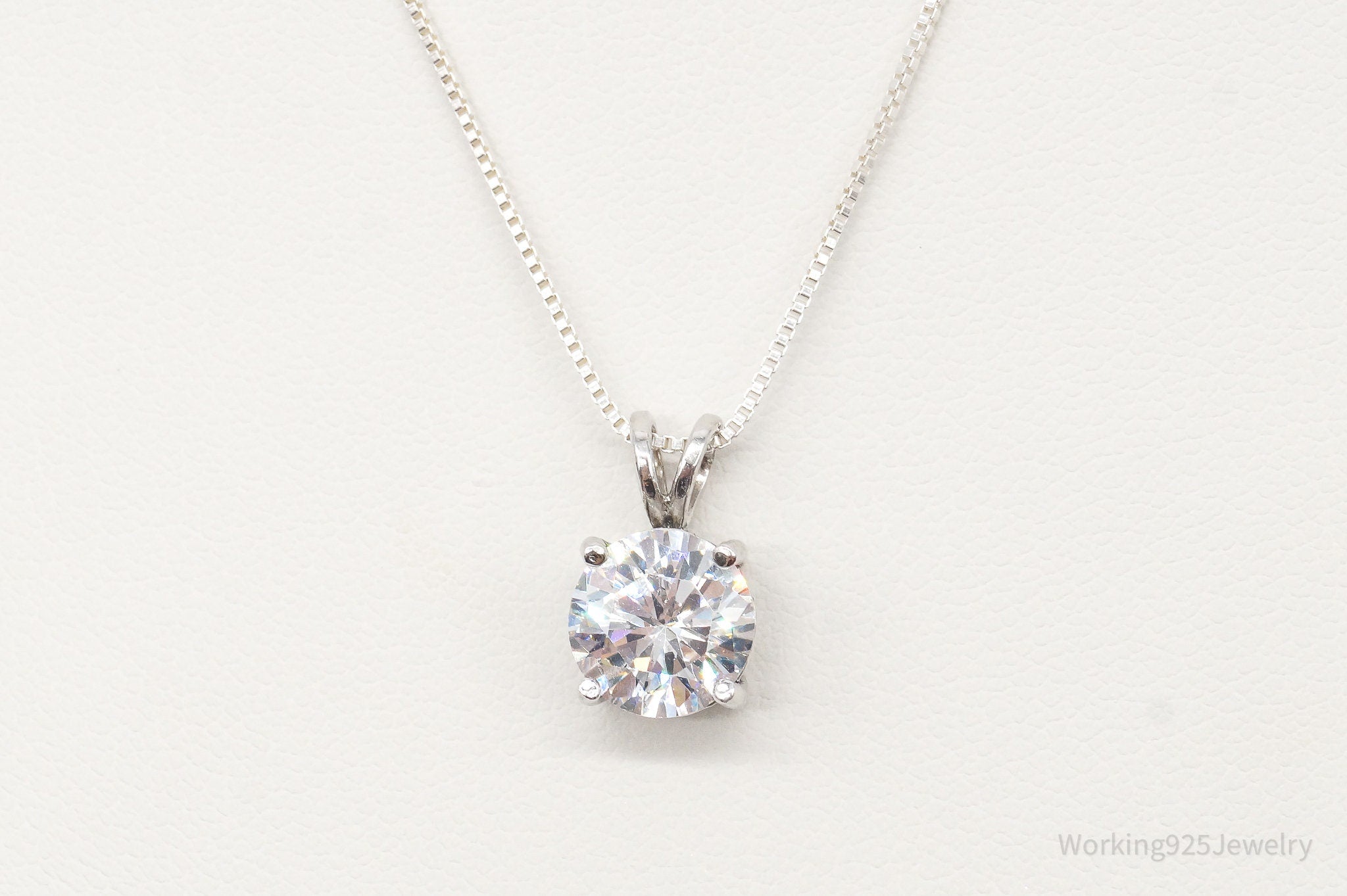 Vintage FAS Large Cubic Zirconia Sterling Silver Necklace