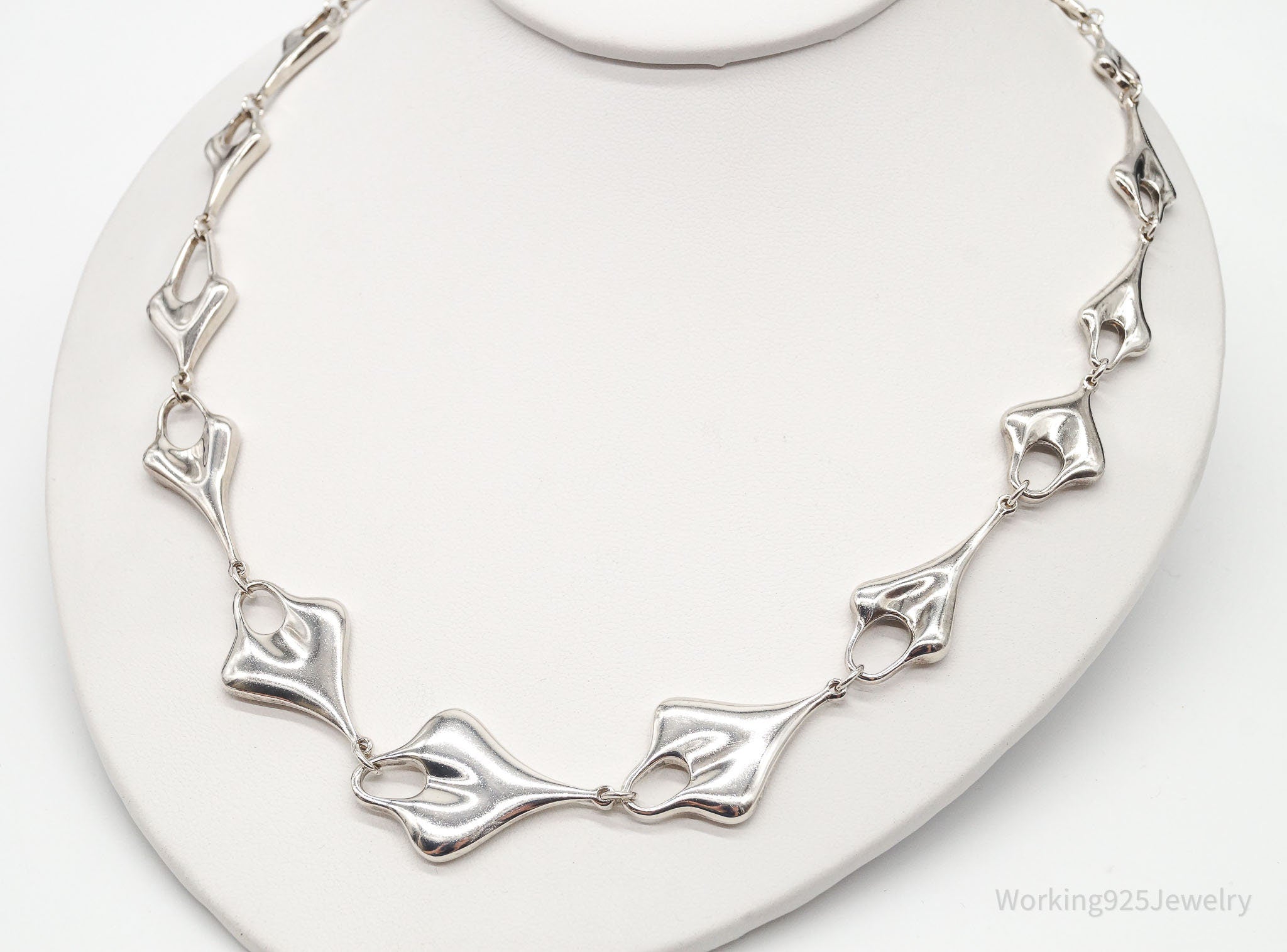 VTG Designer RLM Studio Linked Hearts Modernist Sterling Silver Necklace