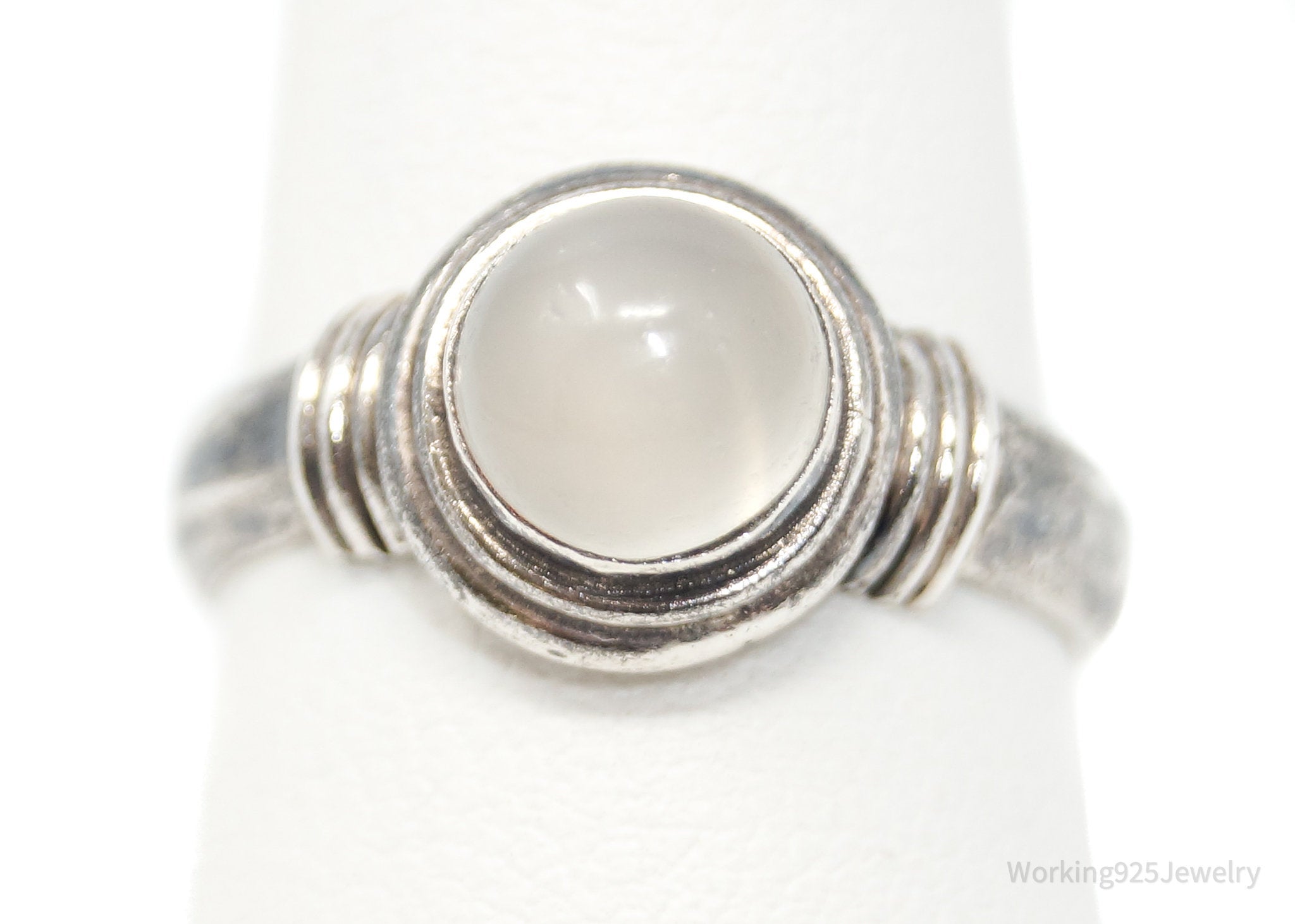 Vintage White Moonstone Sterling Silver Ring - Size 7