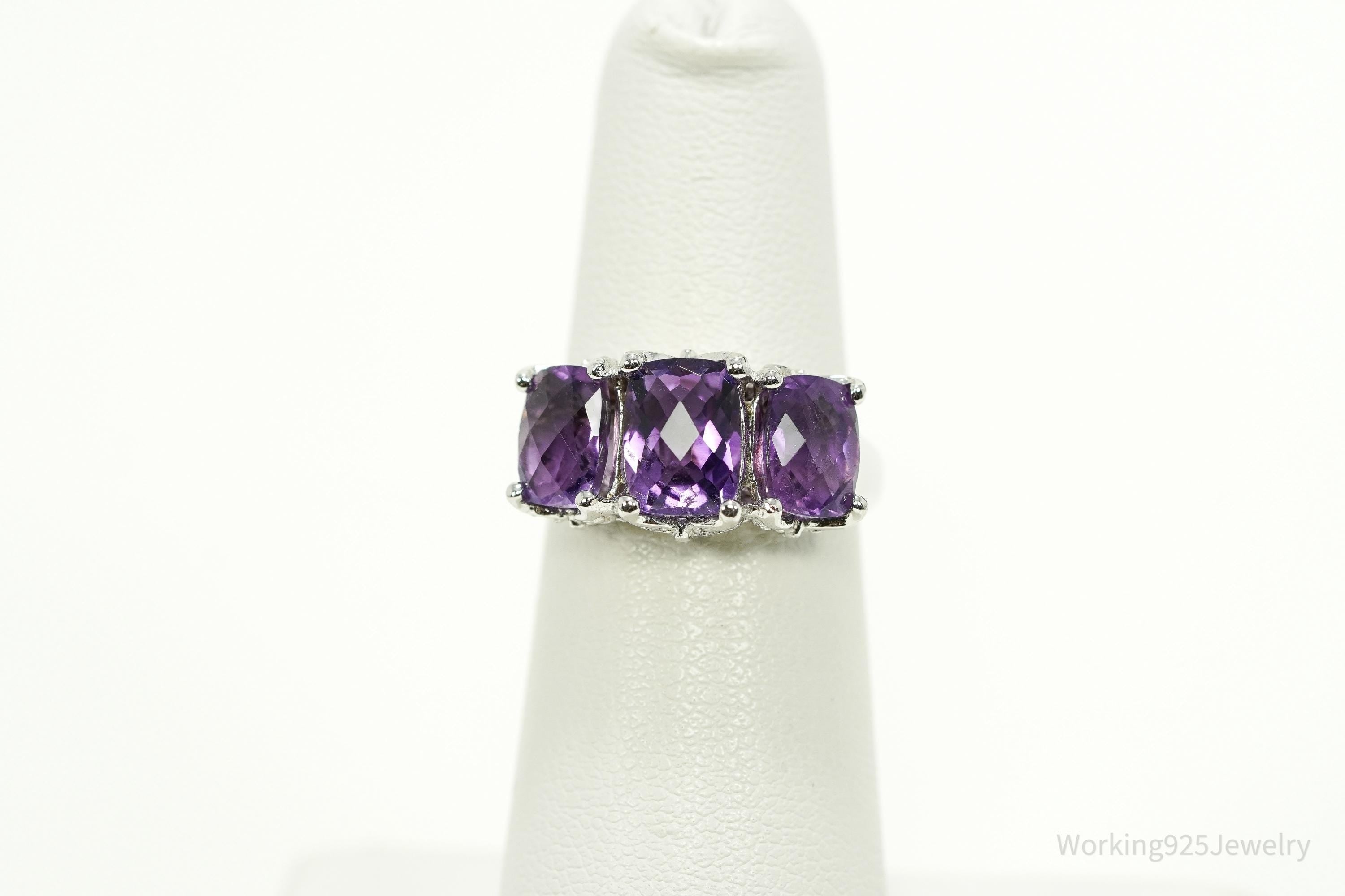 Designer BBJ Purple Amethyst Sterling Silver Ring - Size 5
