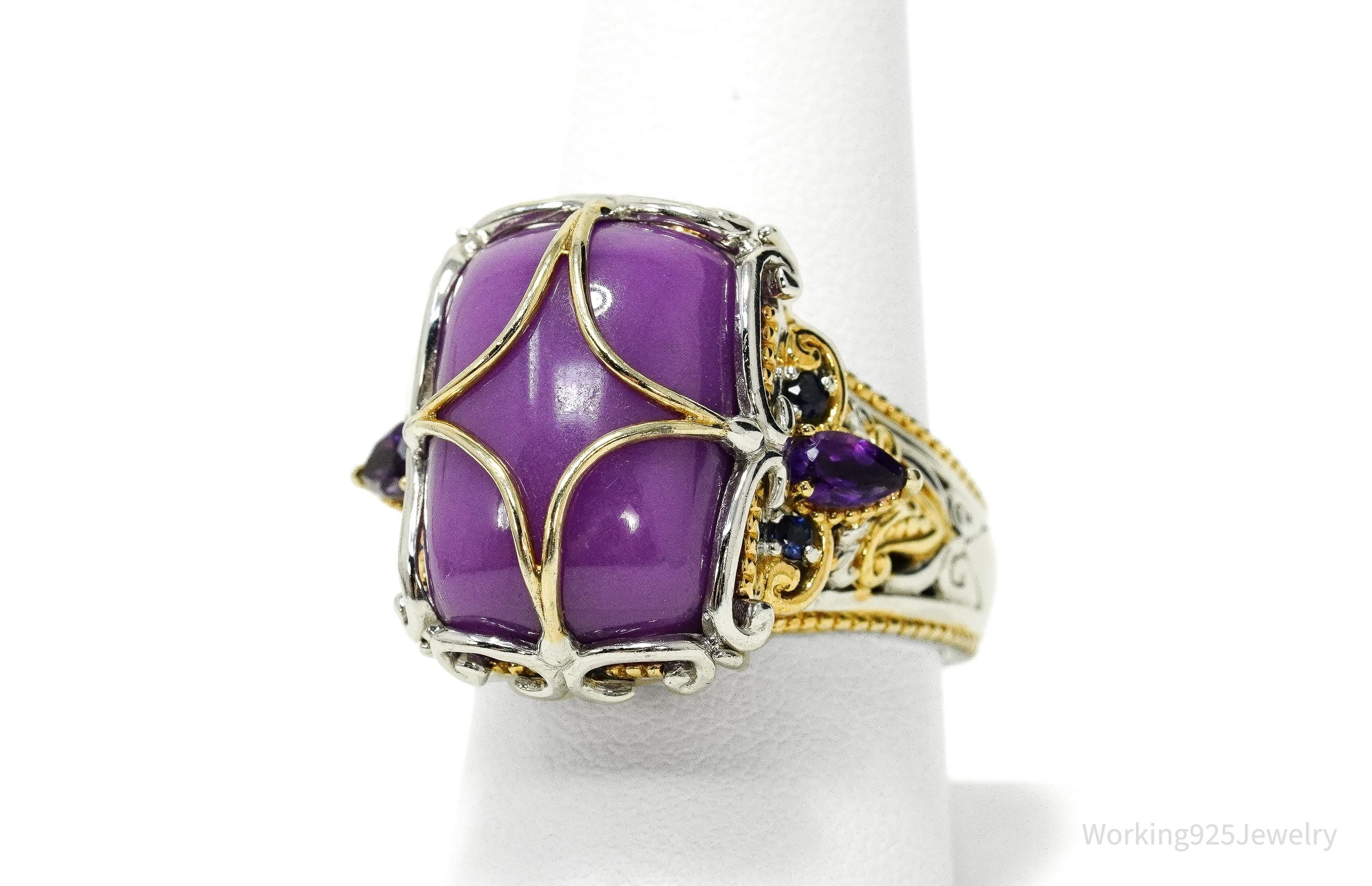 Designer Michael Valitutti Multi Stone 14K Gold Over Sterling Silver Ring - Size 9