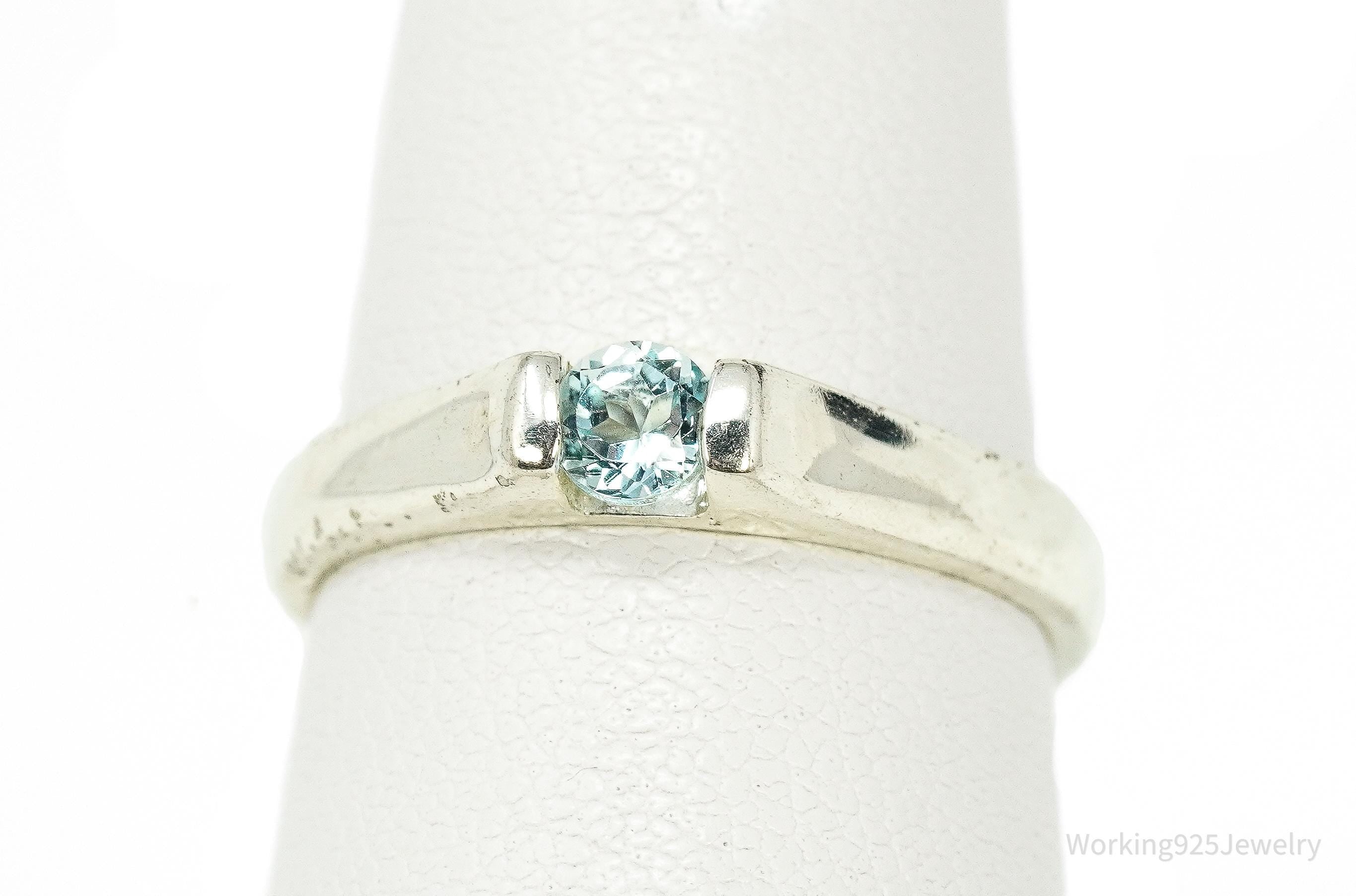 Vintage Blue Topaz Sterling Silver Ring - Size 7.25