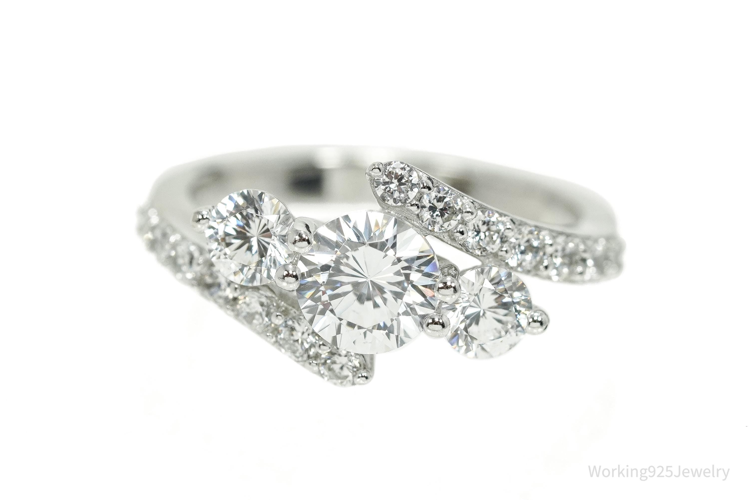 Vintage JCM Cubic Zirconia Sterling Silver Ring - Size 6