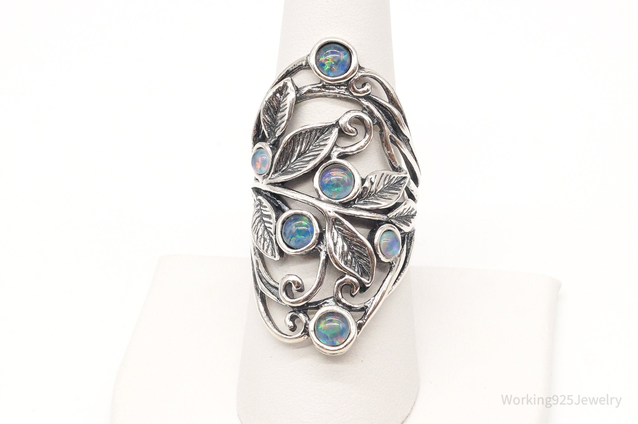 Israel Designer PZ Paz Opal Sterling Silver Vines Ring - Size 8.25