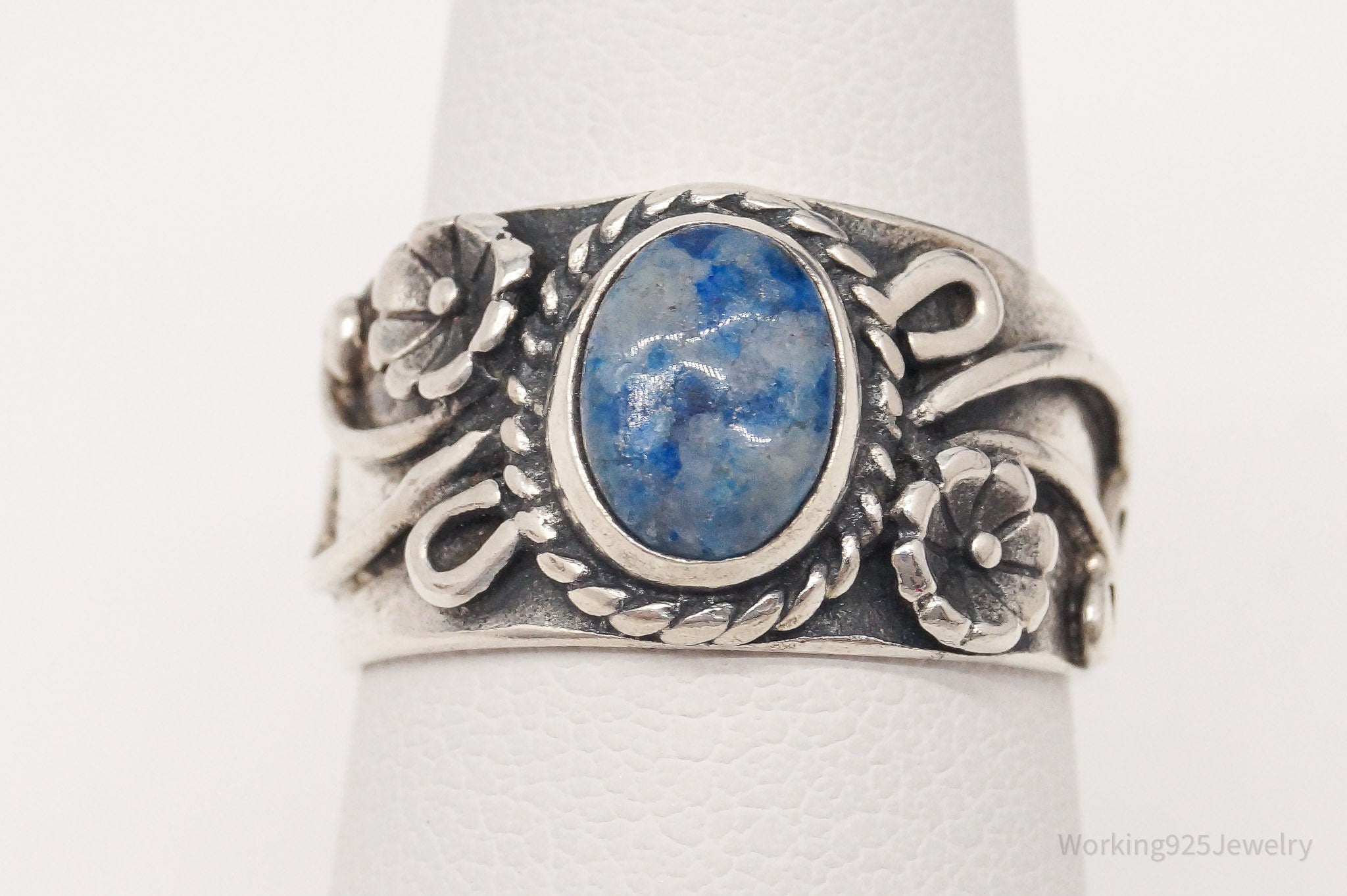VTG Southwestern Carolyn Pollack Lapis Lazuli Sterling Silver Ring Size 6.25