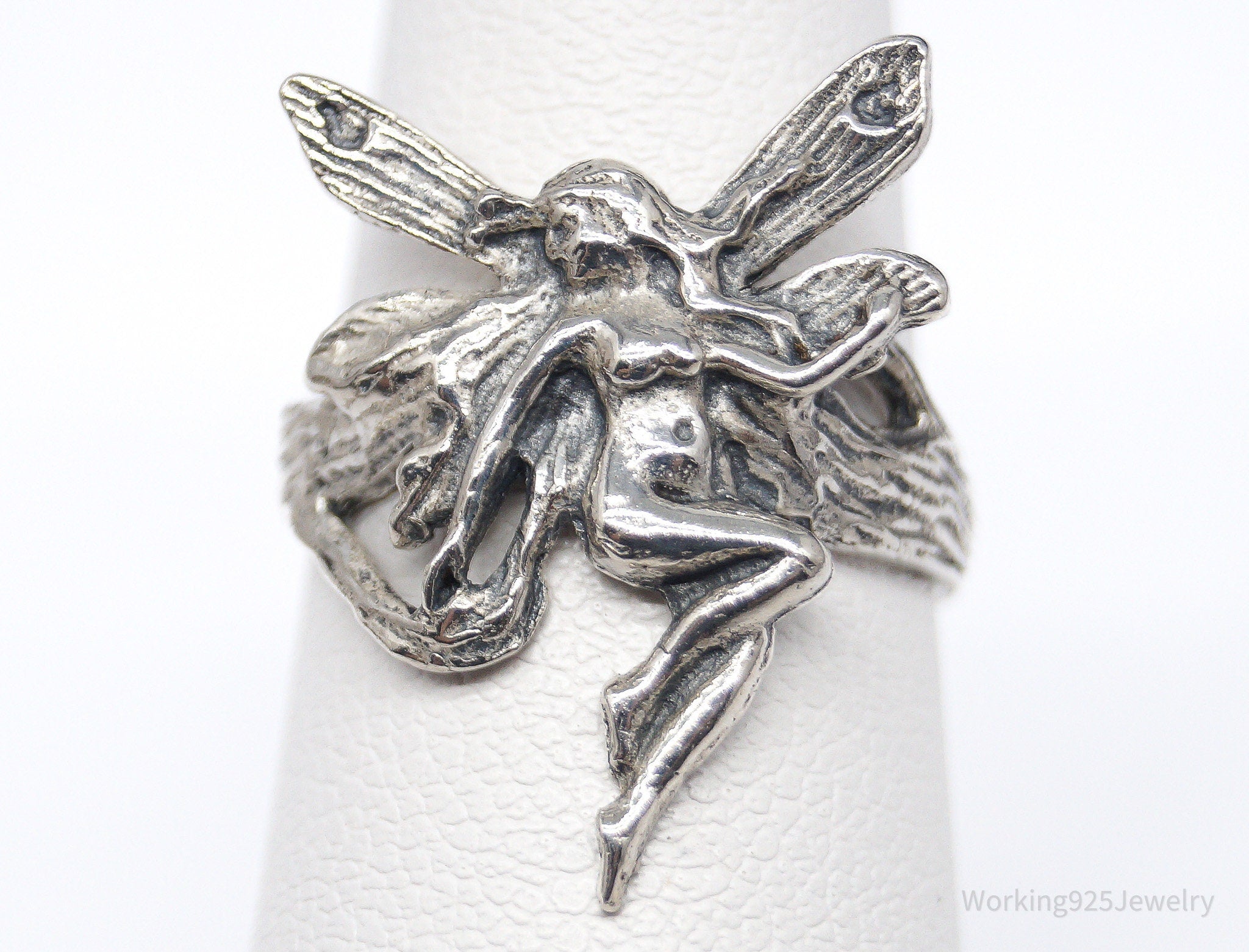 Vintage Fairy Sterling Silver Ring - Size 4.75