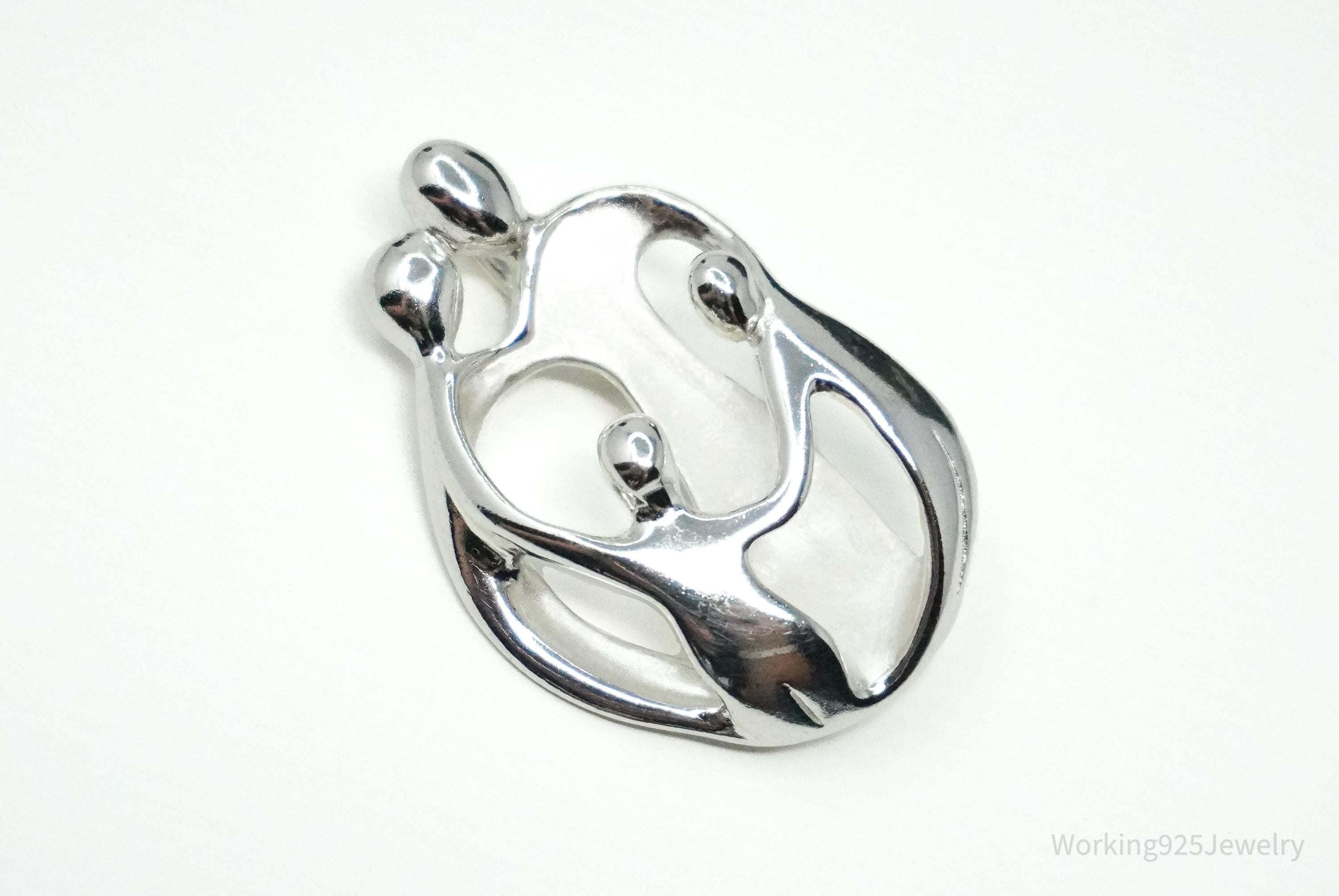 Vintage Carolyn Pollack Relios Loving Family Sterling Silver Brooch Pin Pendant
