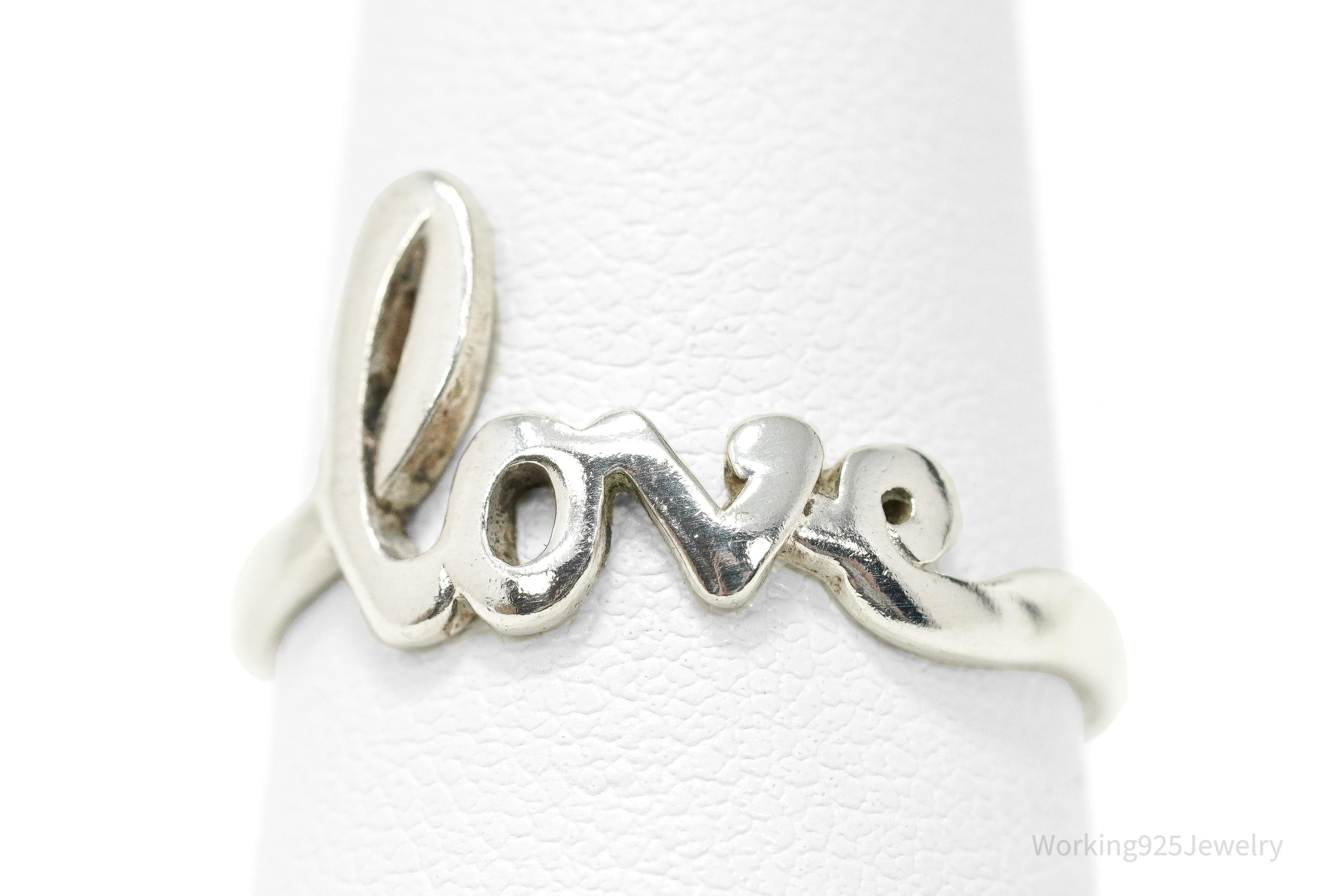 Vintage Cursive "Love" Sterling Silver Ring - Size 8.75