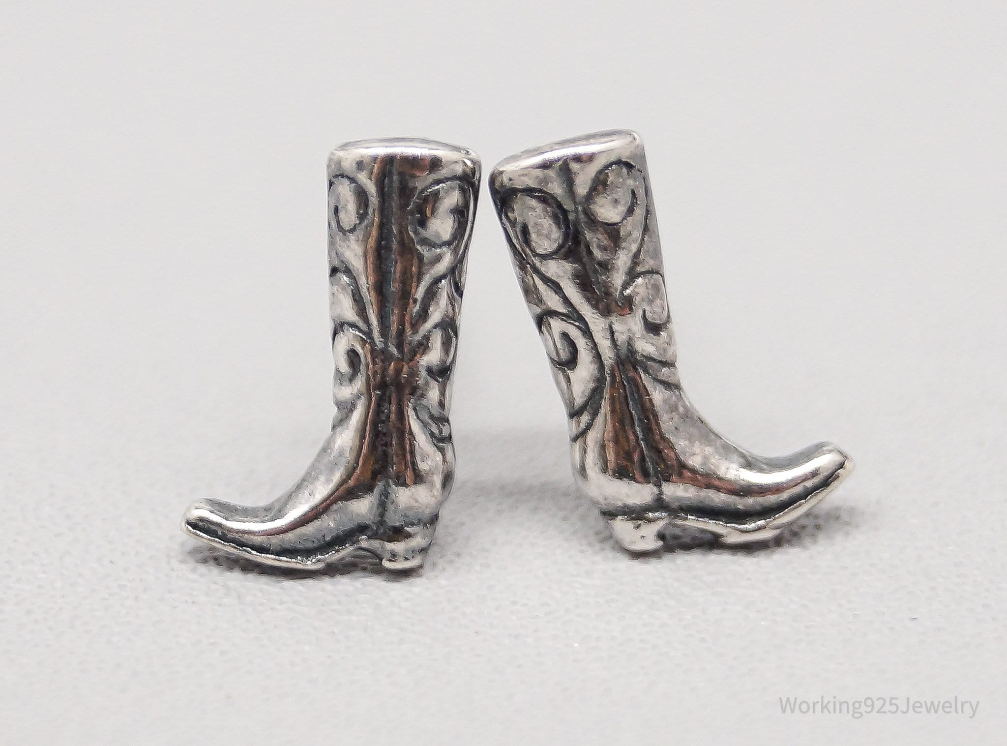 Vintage Cowgirl Boots Sterling Silver Earrings