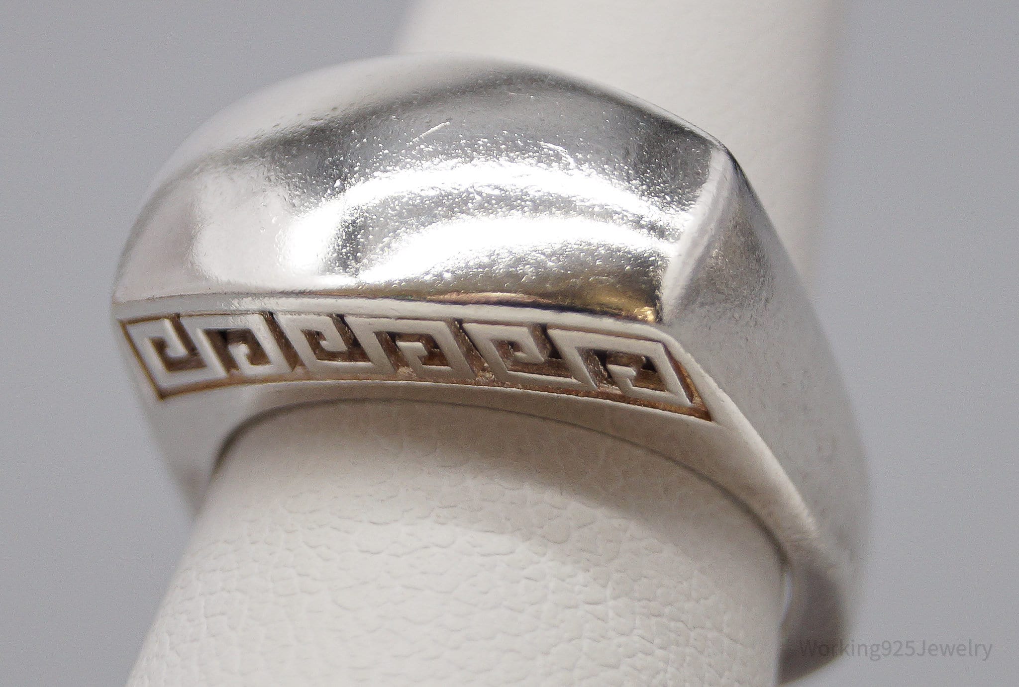 Vintage Greek Key 999 Silver Band Ring - Size 6
