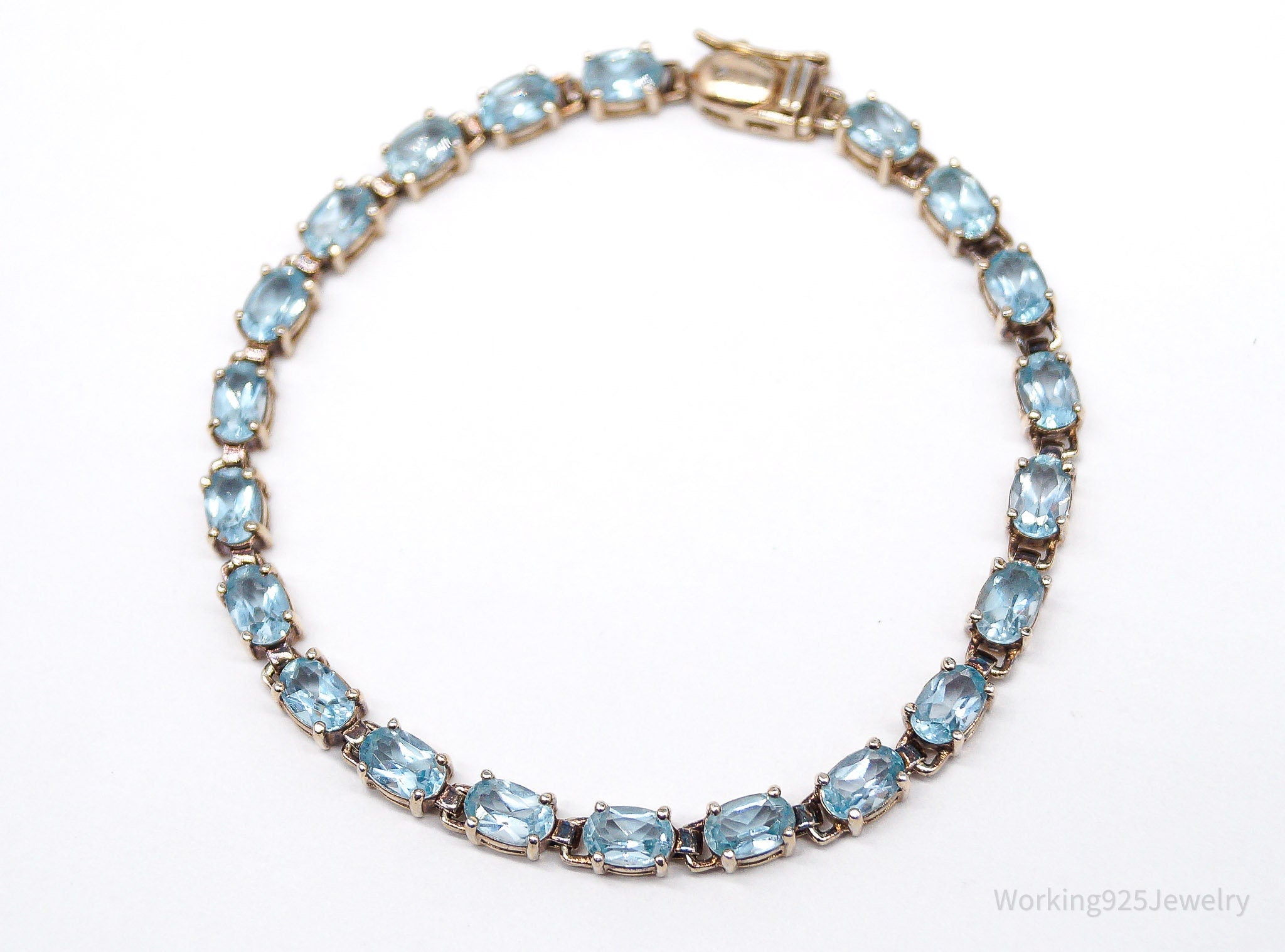Vintage Ross Simons Blue Topaz 18K Gold Over Sterling Silver Bracelet