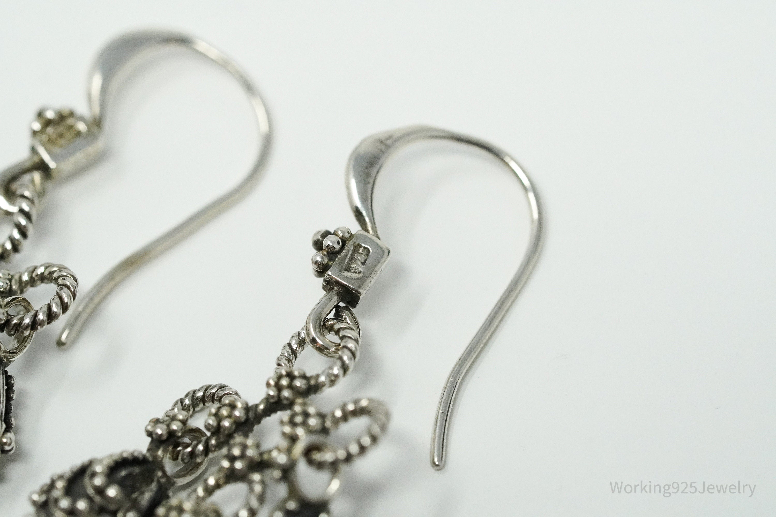Vintage Granulated Style Sterling Silver Earrings