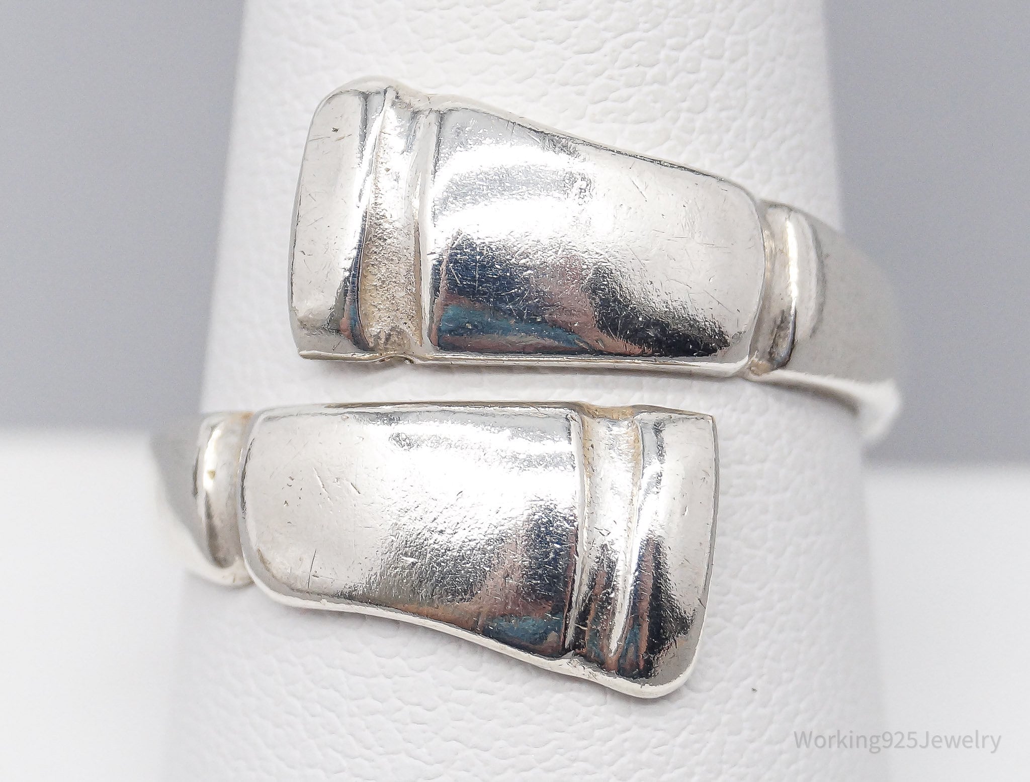 Antique Cellini Sterling Silver Wrap Spoon Ring - Size 9.75 Adjustable