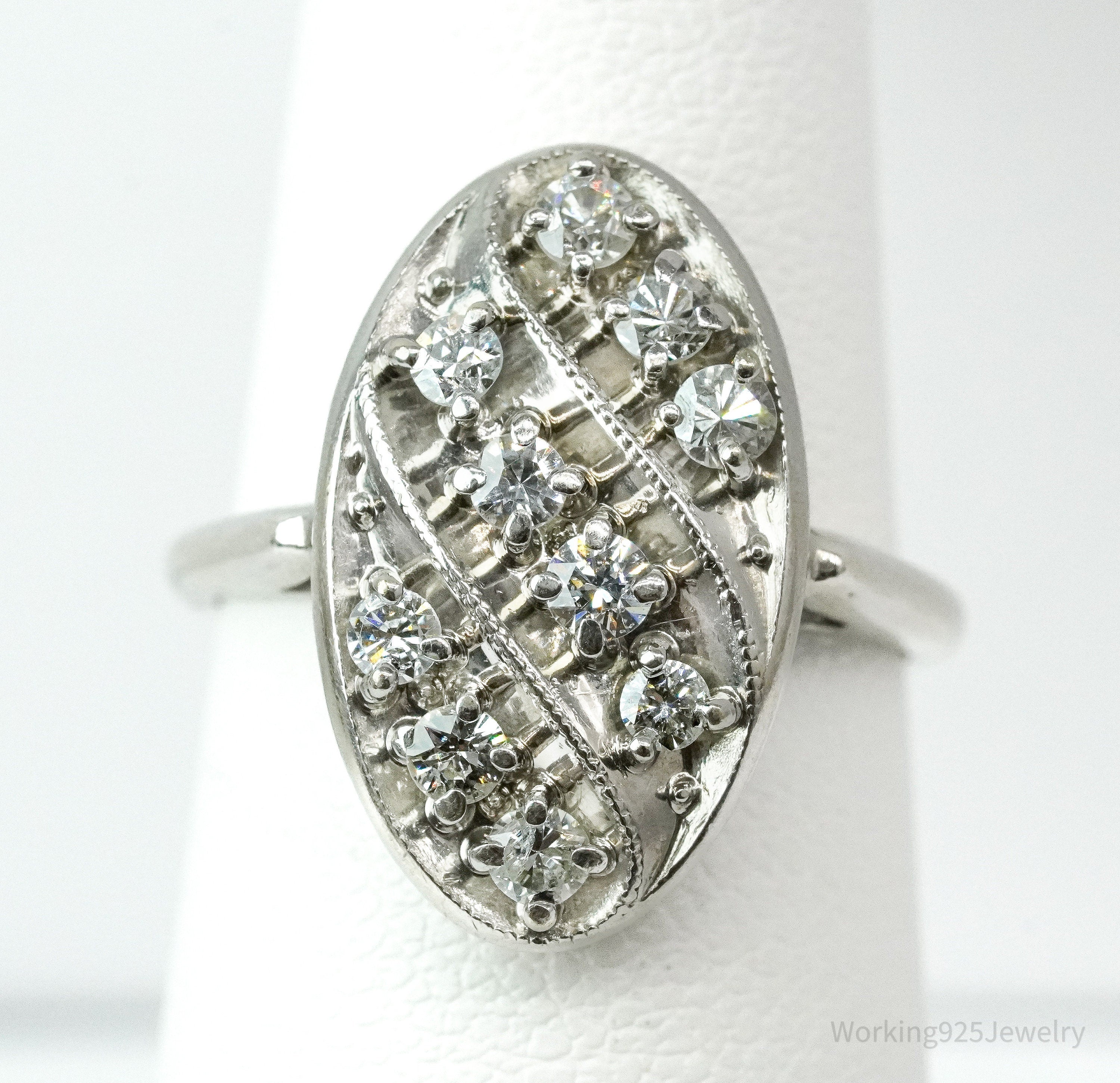 Art Deco 14K White Gold & Diamond Ring Size - 4.75