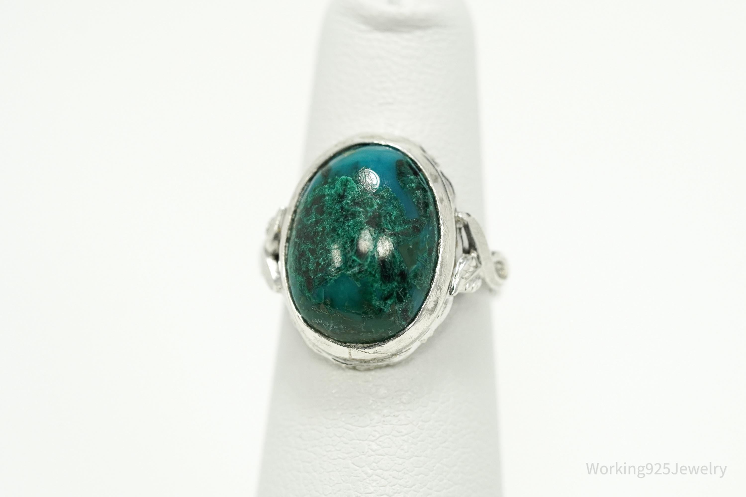 Antique Designer Clark Coombs Chrysocolla Sterling Silver Ring Size 5.5