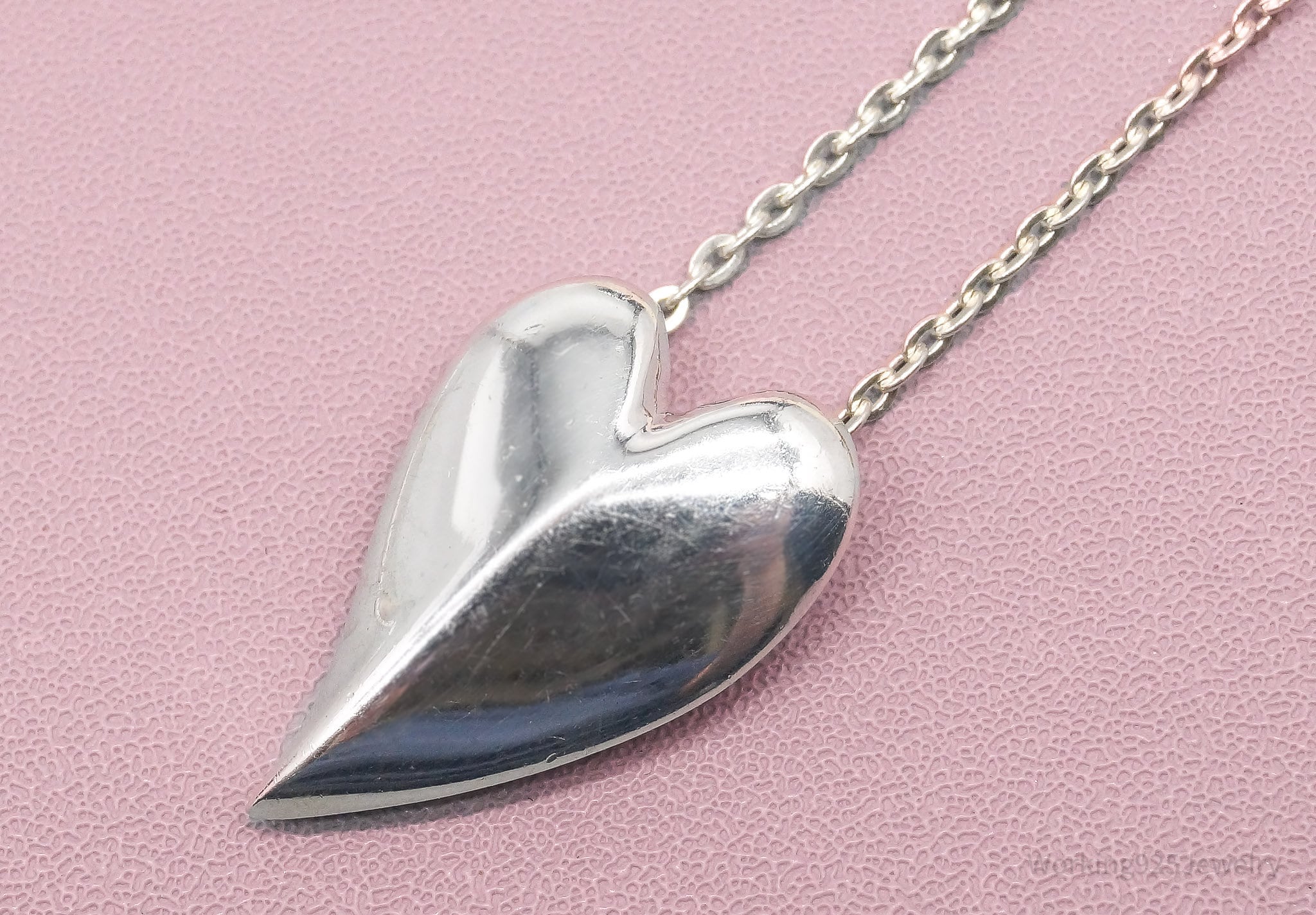 Vintage Kit Heath Modernist Heart Sterling Silver Chain Necklace - 16"