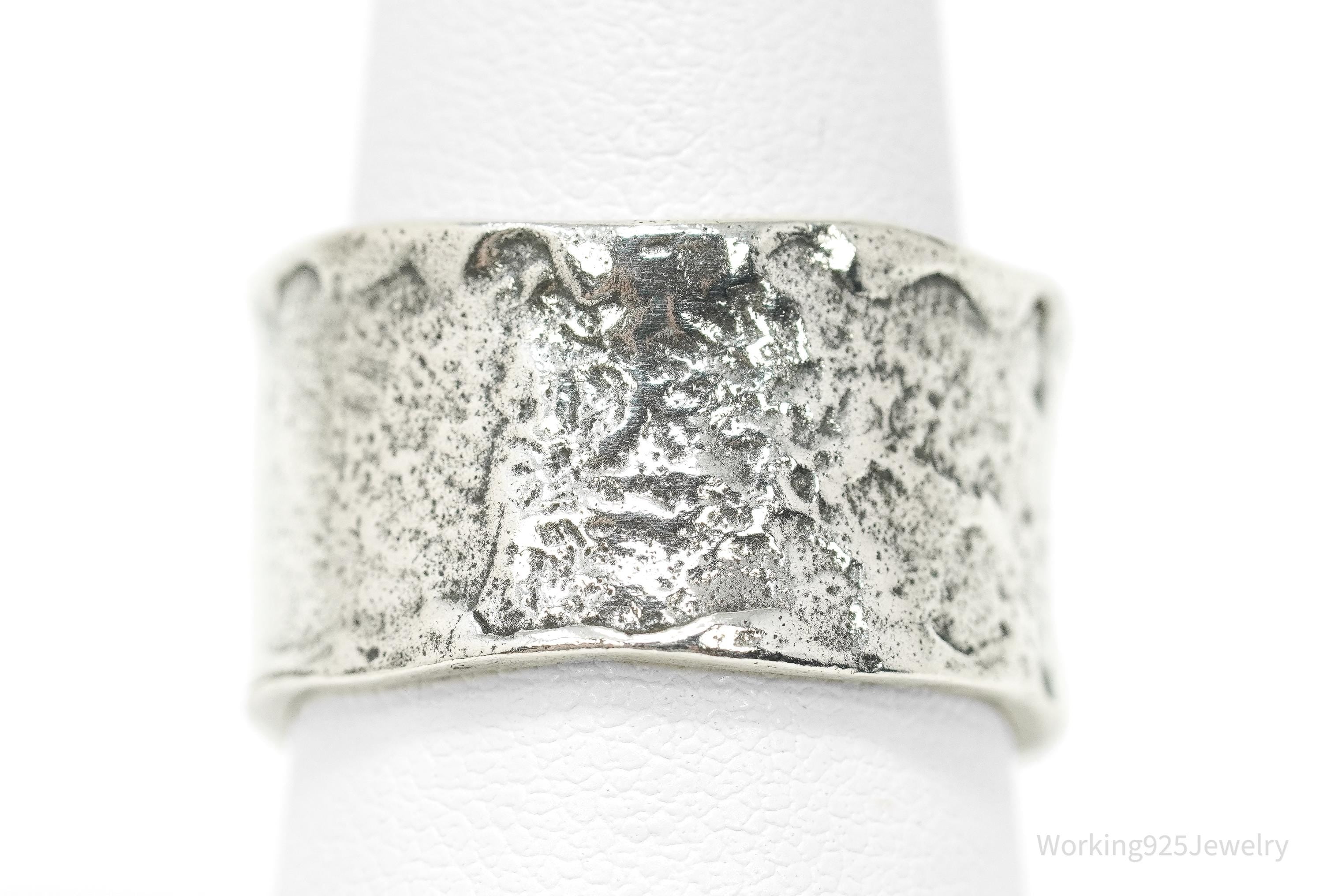 Vintage Brutalist Modernist Style Sterling Silver Ring - Size 8.75