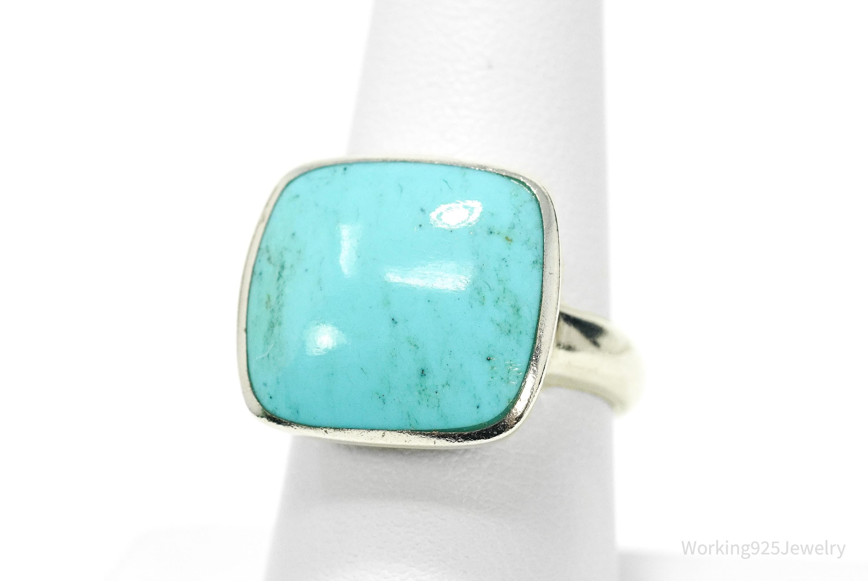 Vintage Designer SX Turquoise Sterling Silver Ring - Size 8