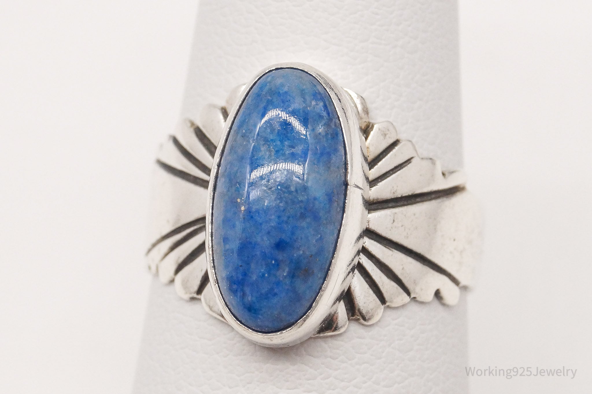 Vintage Native American JW Lapis Lazuli Sterling Silver Ring Size 7