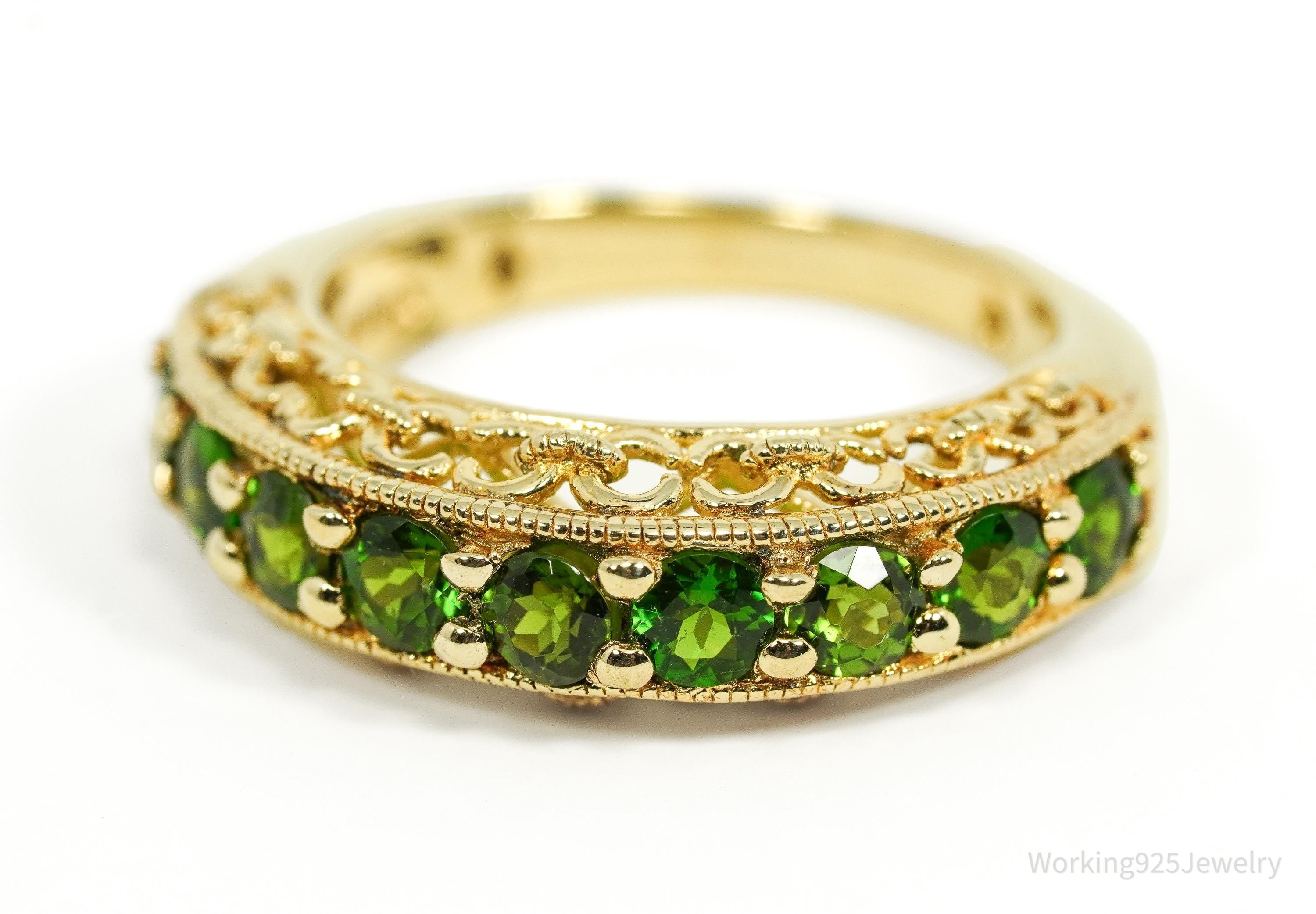 Pinctore Green Chrome Diopside Gold Over Sterling Silver Ring - Size 5