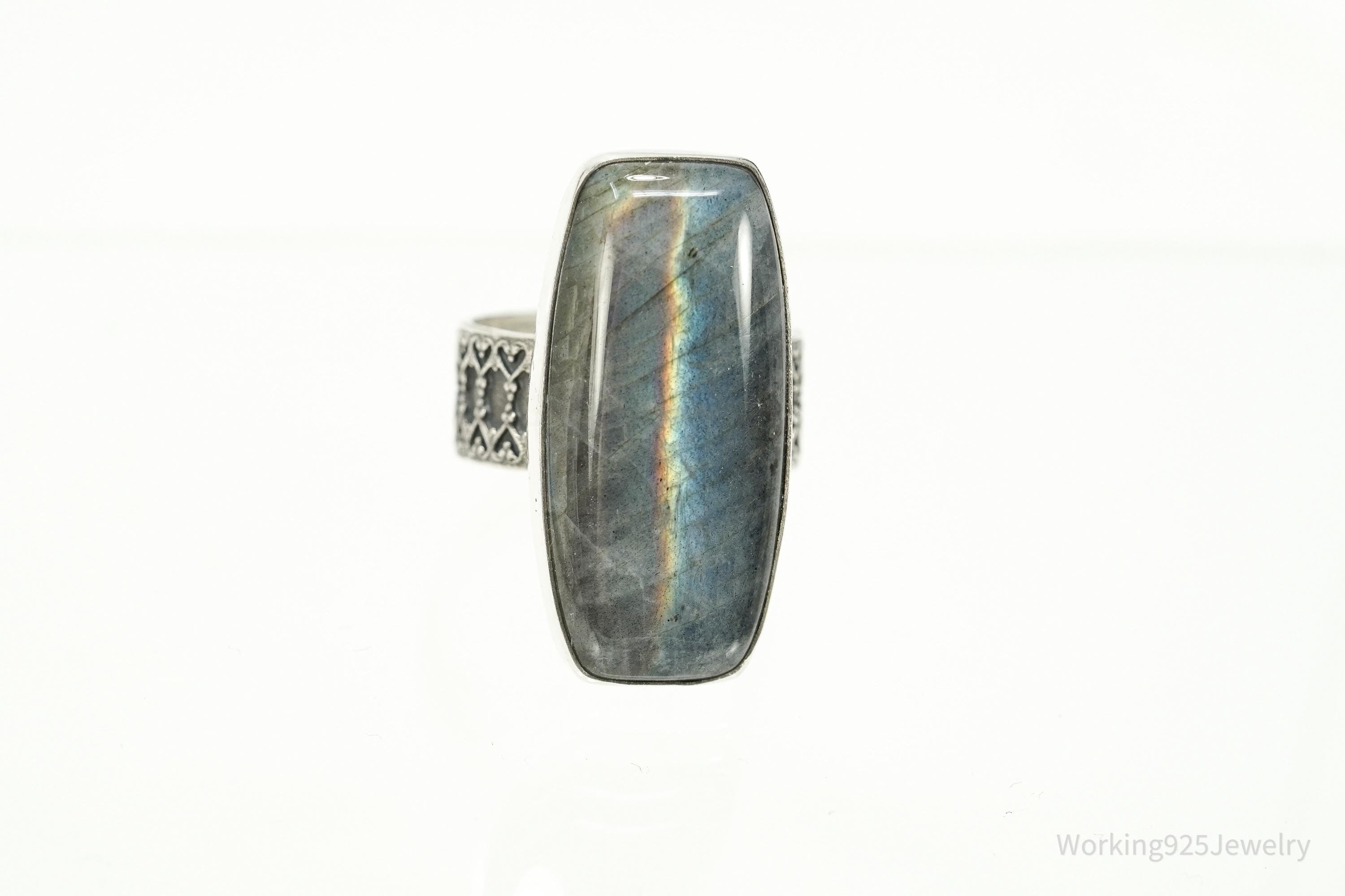 Jay King Desert Rose Labradorite Rainbow Flash Sterling Silver Ring - Size 10