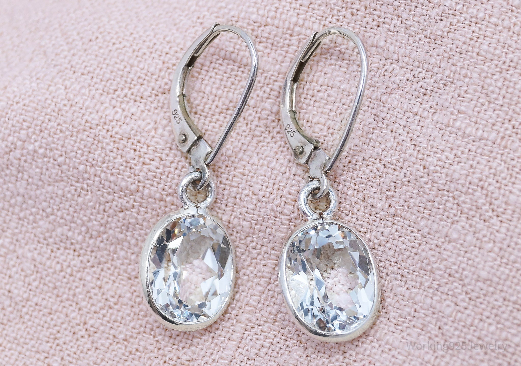 Vintage White Topaz Sterling Silver Earrings