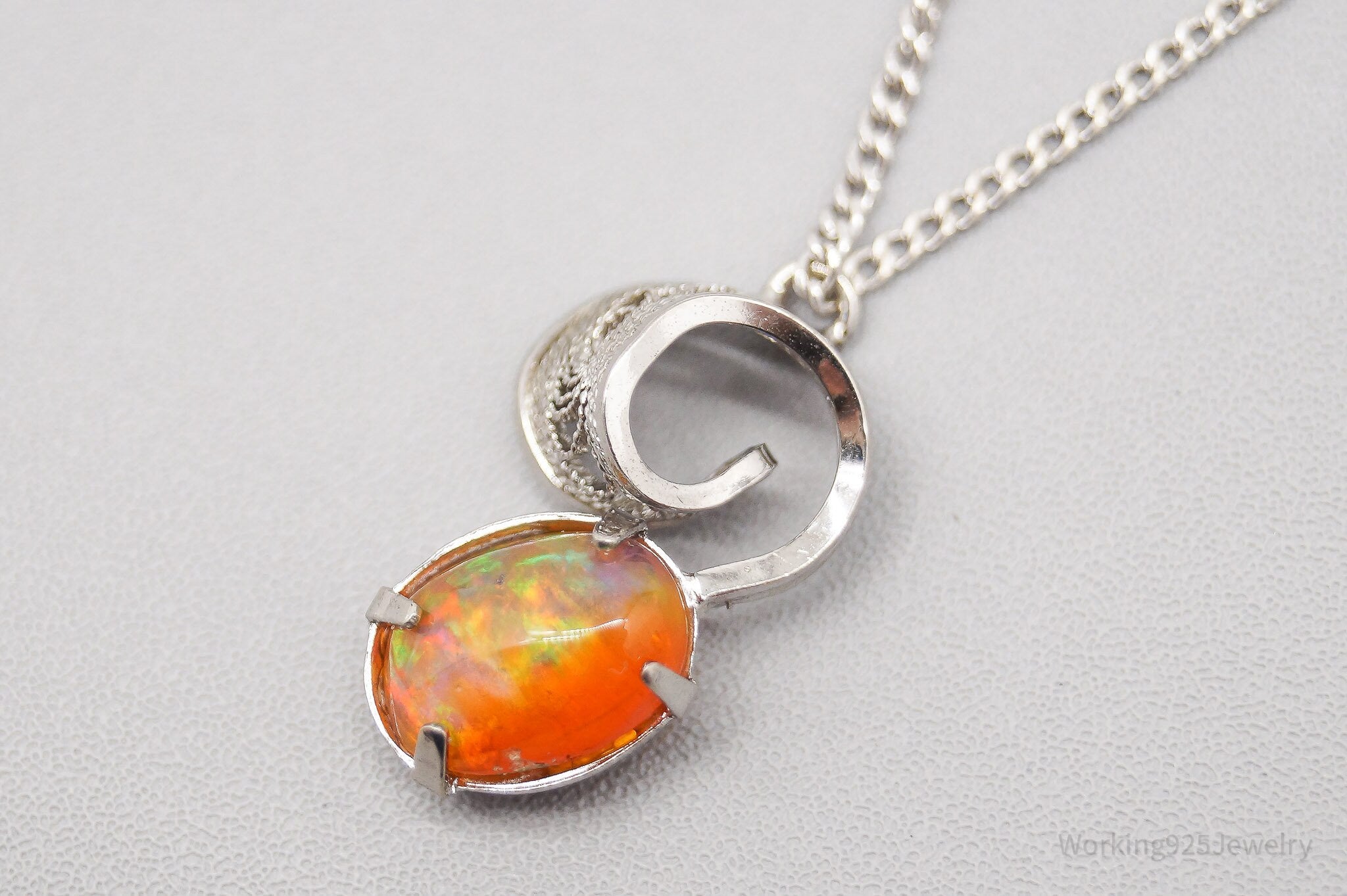 Vintage 1960s Designer Geri Opal Sterling Silver Necklace 18"
