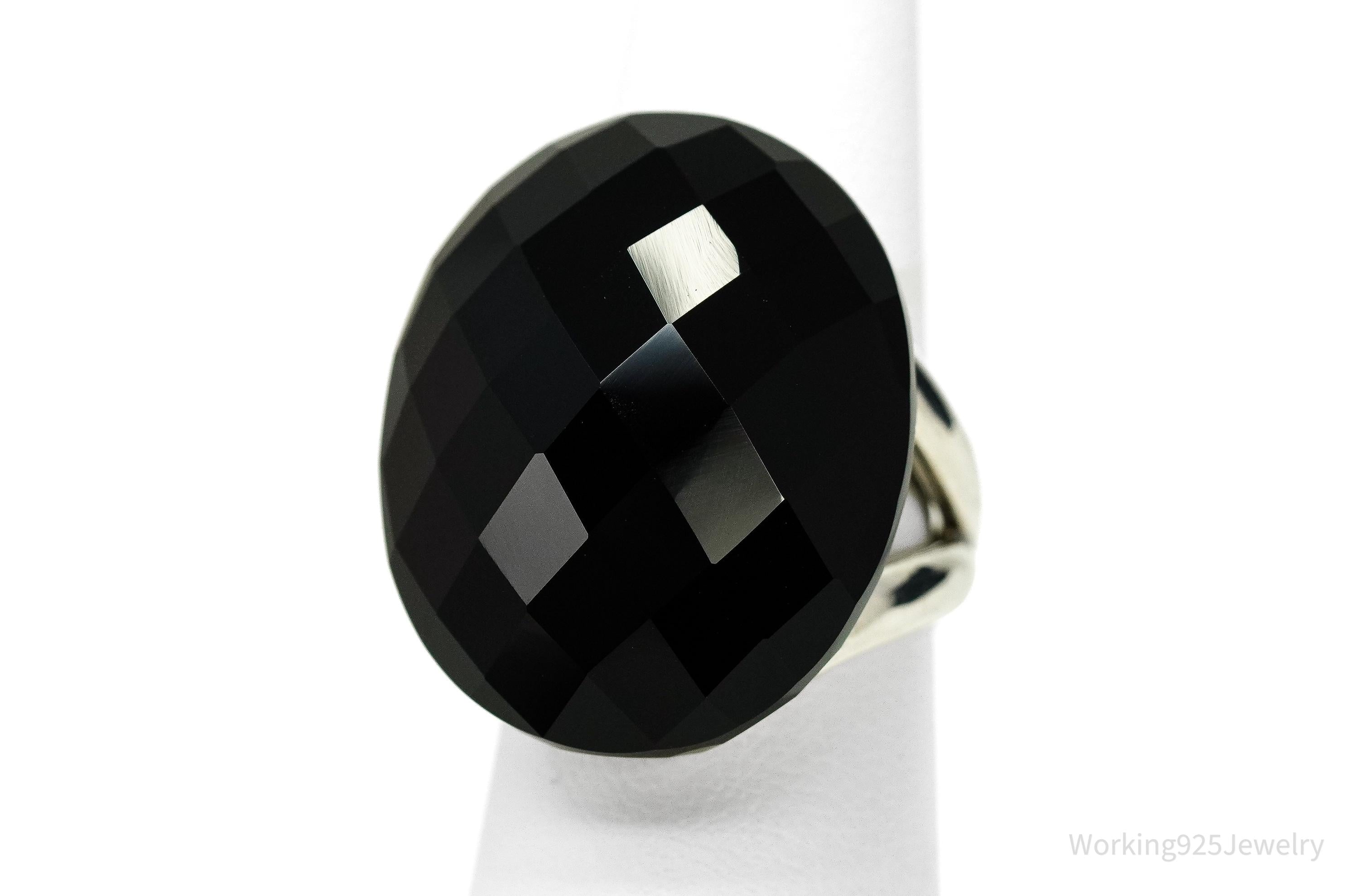 Vintage Whitney Kelly Large Black Onyx Sterling Silver Ring - Size 7