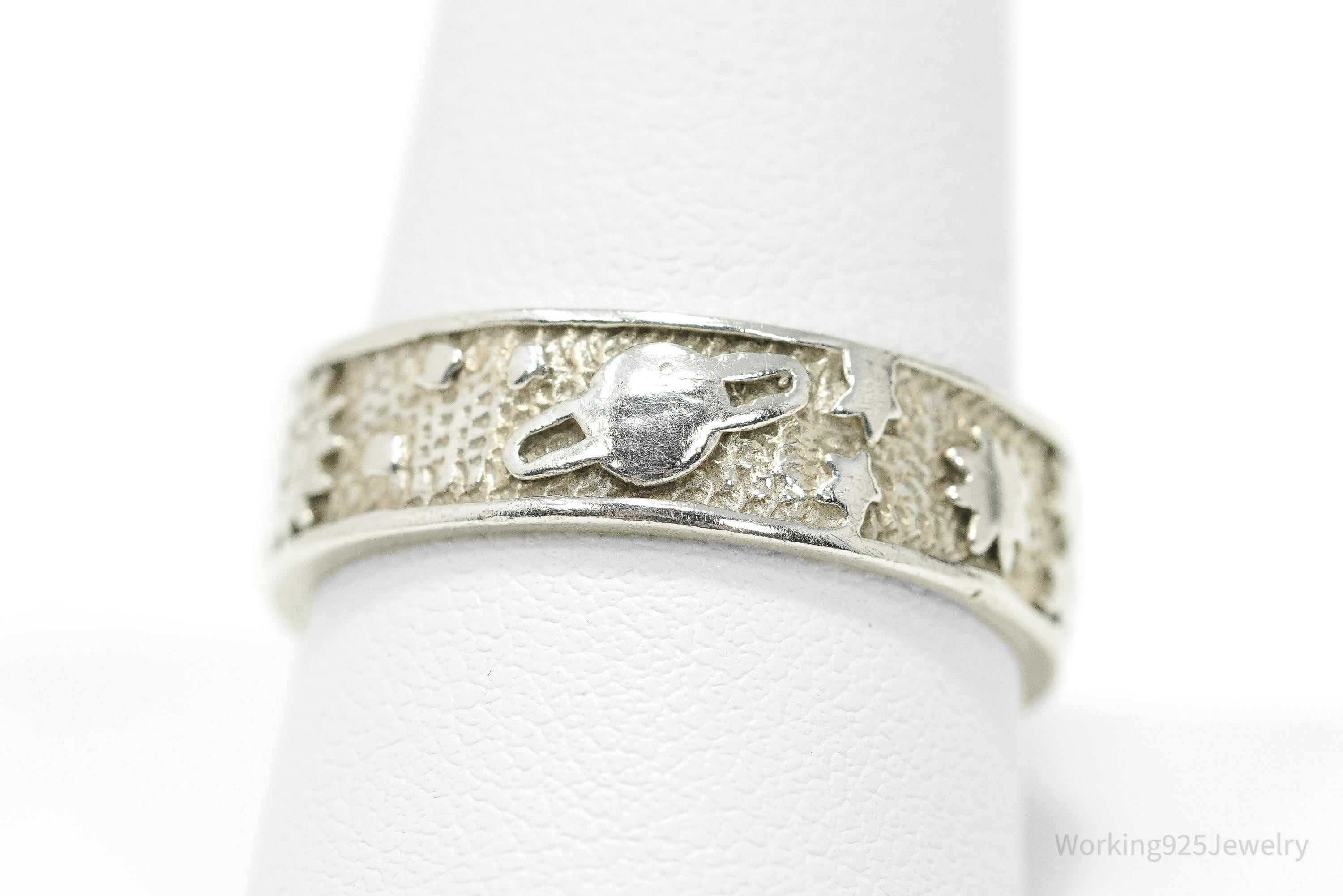 Vintage Space Galaxy Sterling Silver Band Ring - Size 10.25