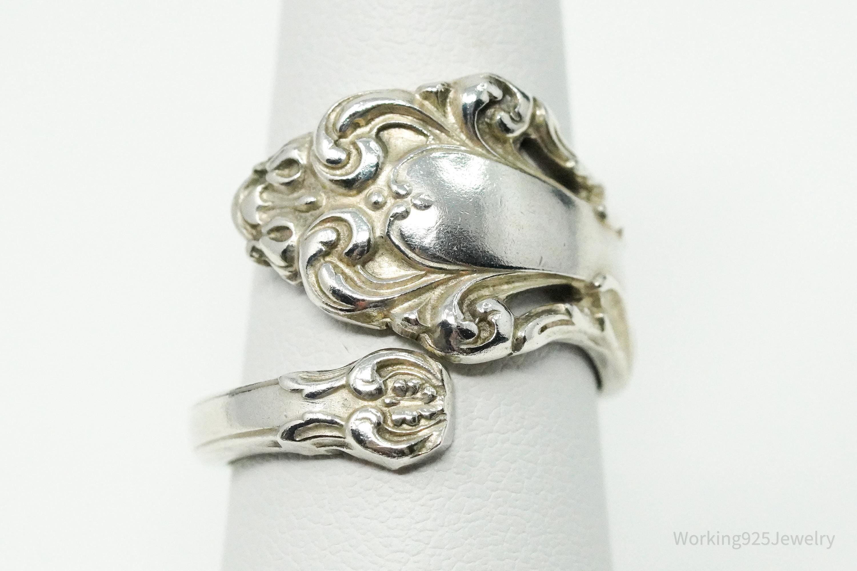 Antique Reed & Barton Repousse Sterling Silver Spoon Ring Size 6.75