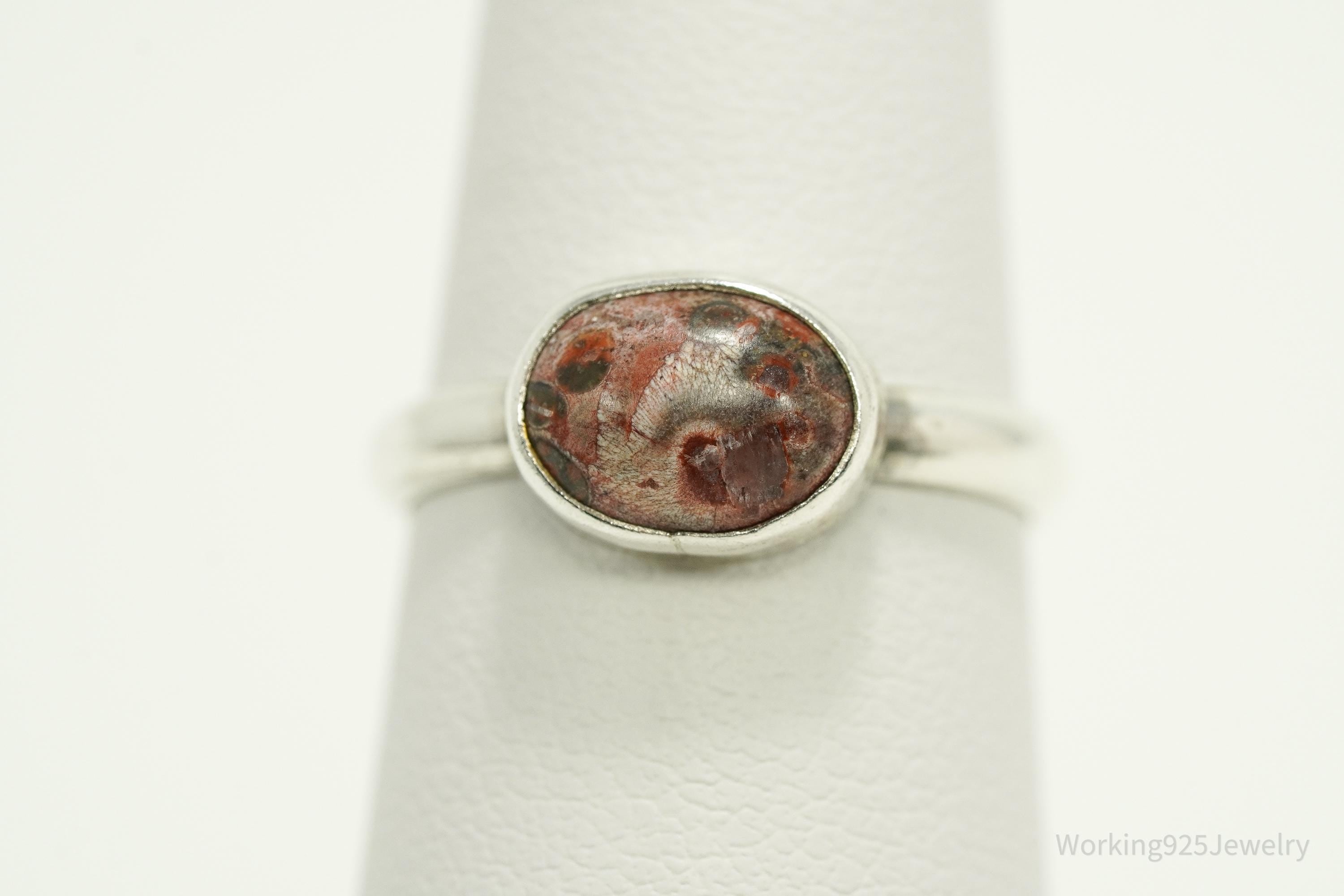 Vintage Birds Eye Jasper Silver Ring - Size 5.5