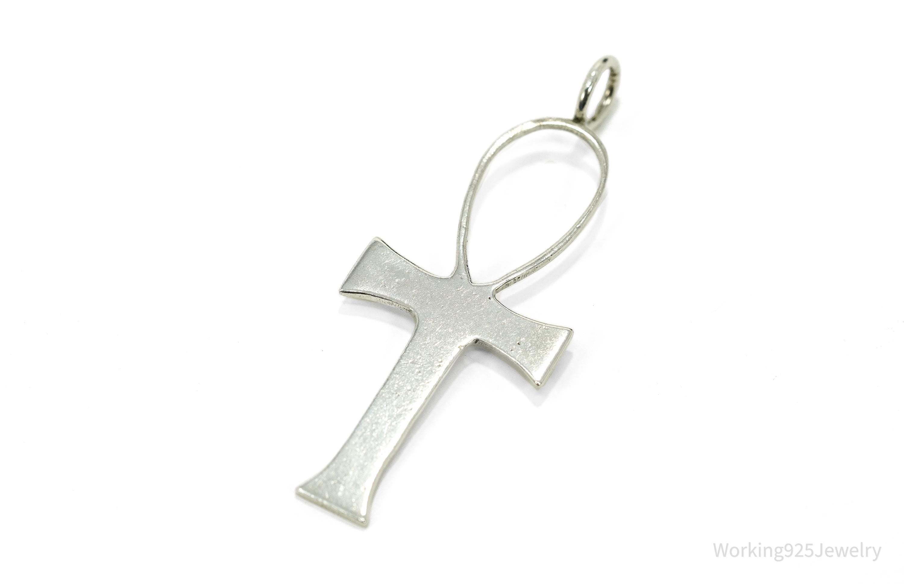 Vintage 1970 Leonore Doskow Ankh Cross Sterling Silver Pendant