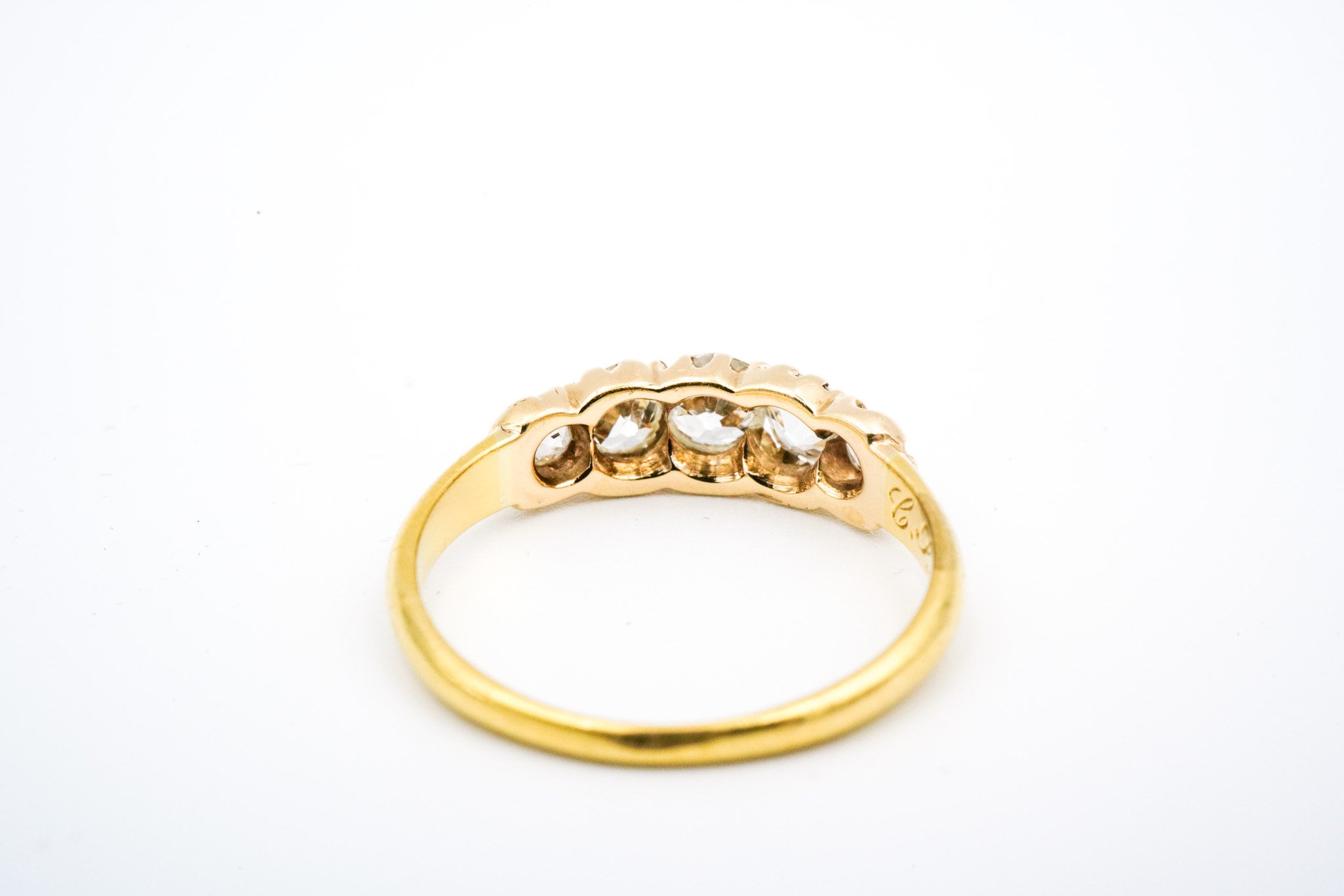Victorian 14K Yellow Gold & Old Mine Cut Diamond Ring - Size 5 1/4