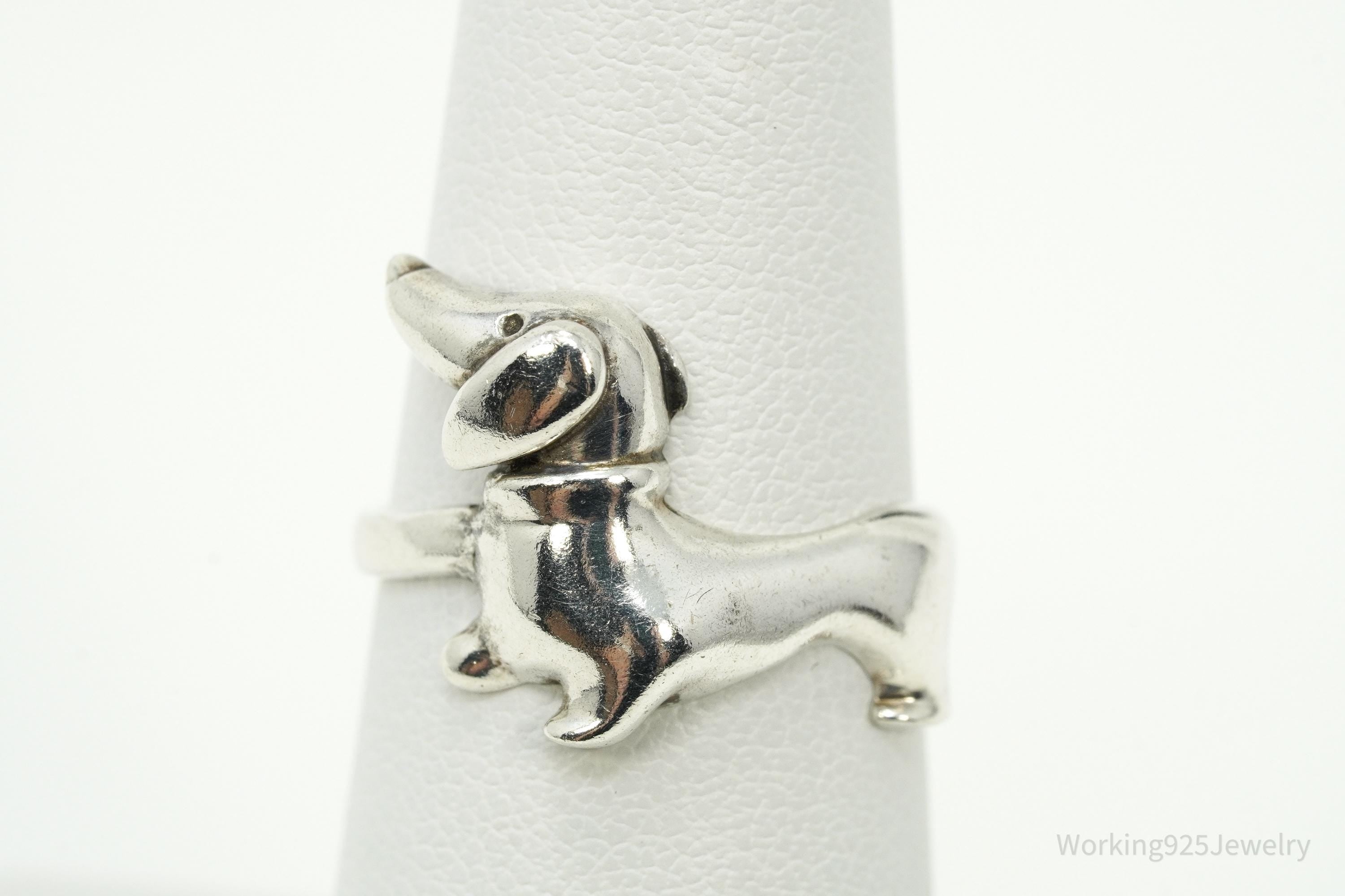 Vintage Dachshund Sterling Silver Ring - Size 6
