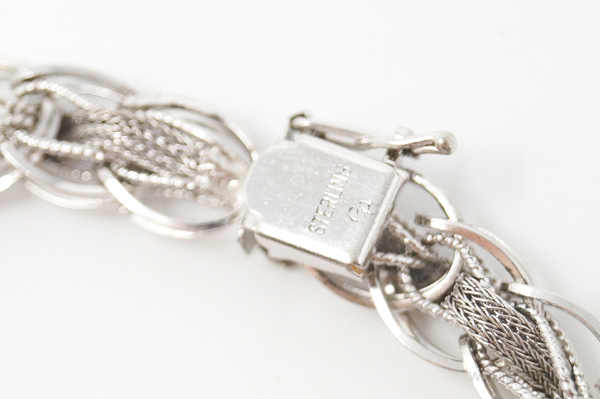 Vintage Thick Sterling Silver Charm Bracelet