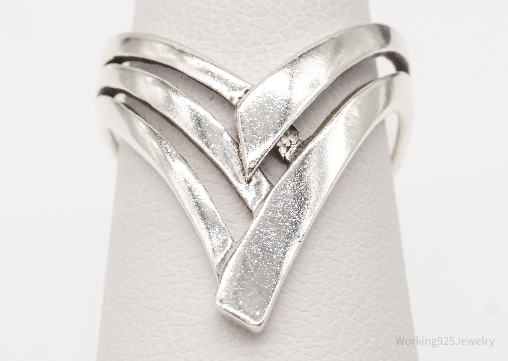 Vintage Modernist Sterling Silver Ring - Size 6.75