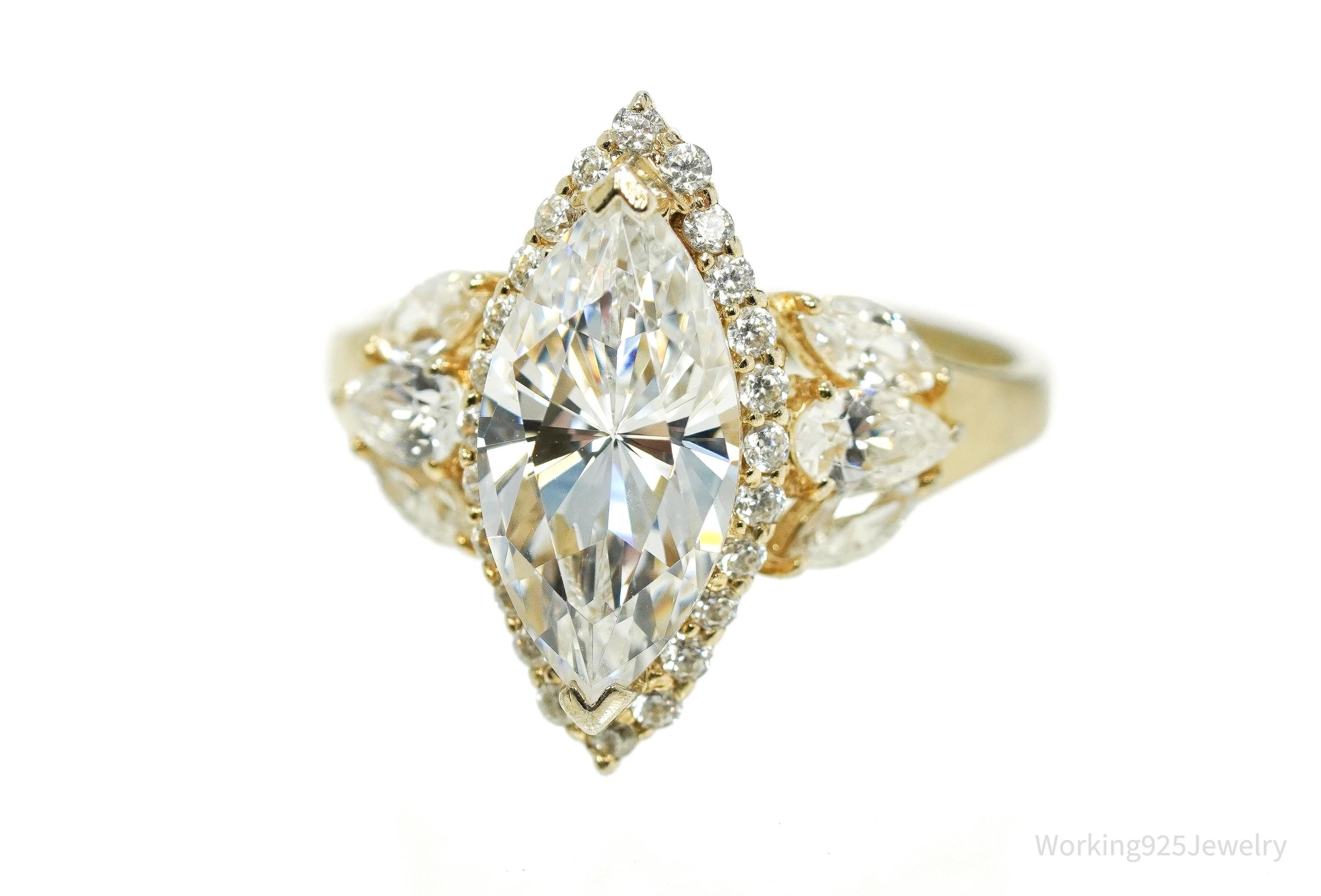 Designer Michael Valitutti Cubic Zirconia 14K Gold Over Sterling Silver Ring - Size 9