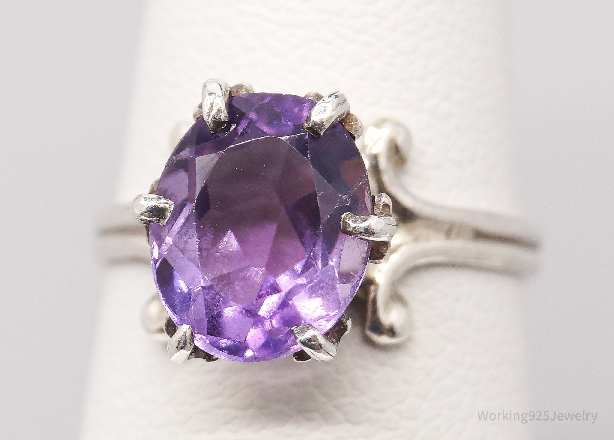 Antique Amethyst Silver Ring - Size 5.25