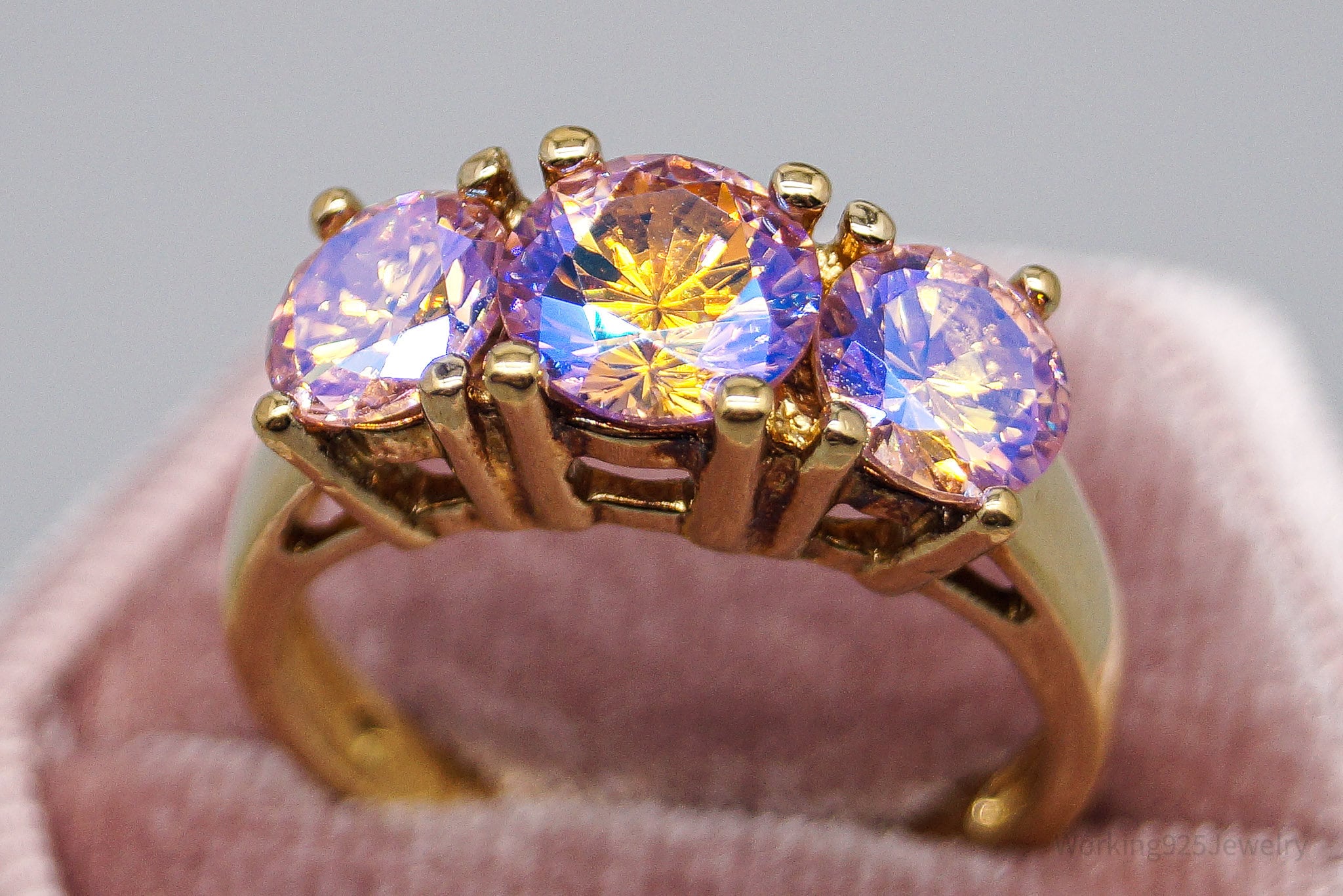 Vintage Designer Mystic Topaz Gold Vermeil Over Sterling Silver Ring Size 10.5