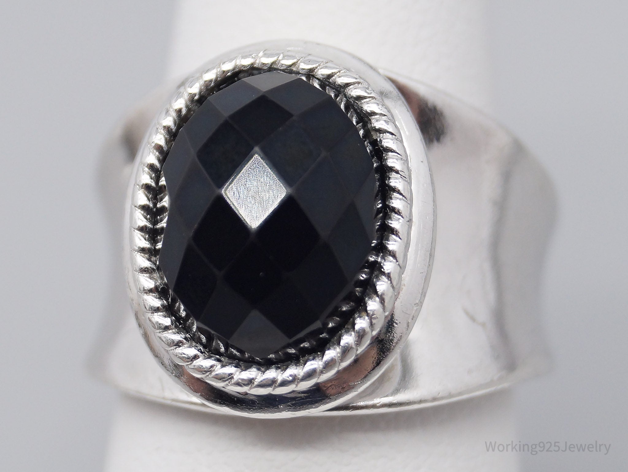 Designer Gabriel & Co Retired Black Onyx Sterling Silver Ring - Size 6.5