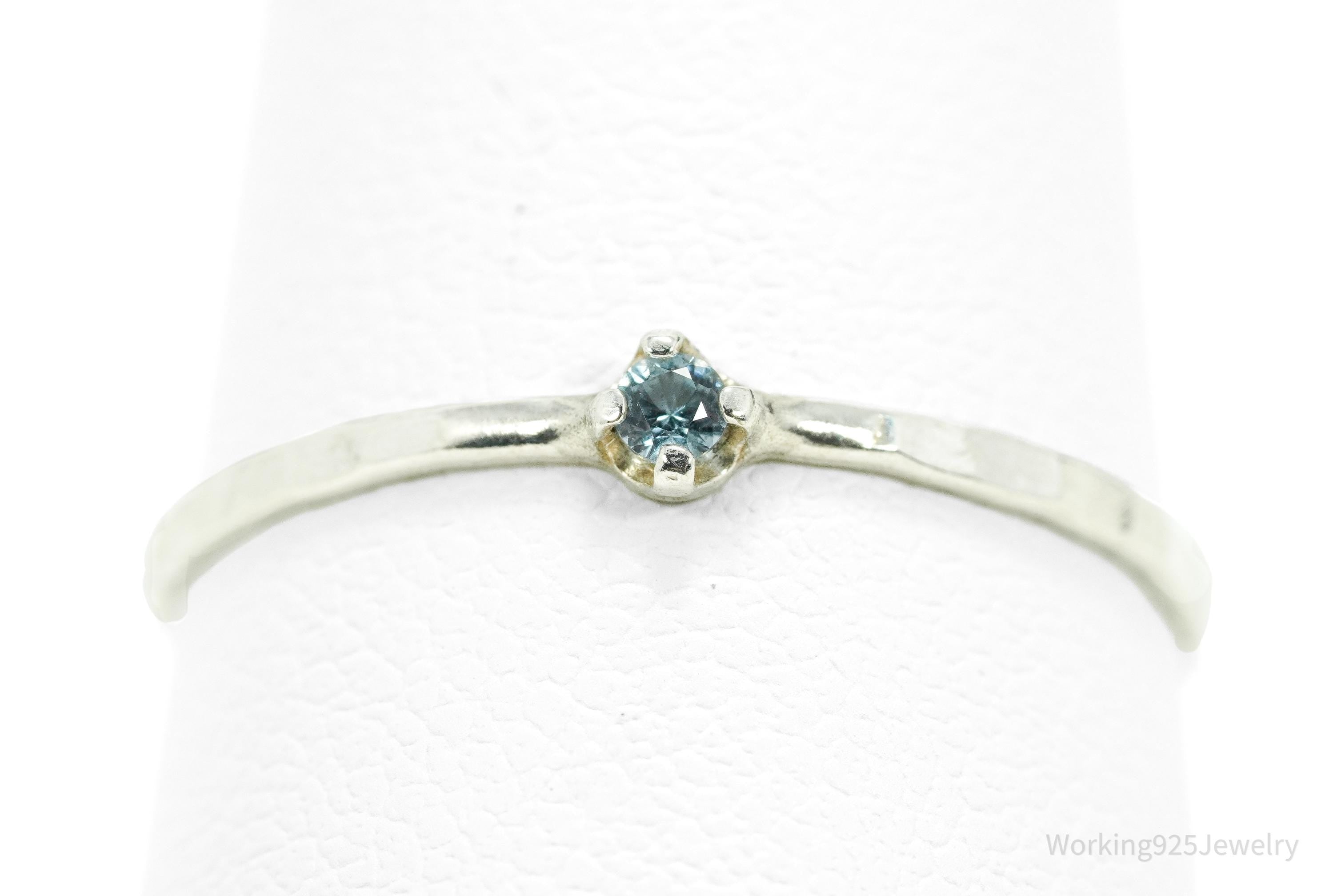 Vintage Blue Topaz Silver Ring - Size 7.25