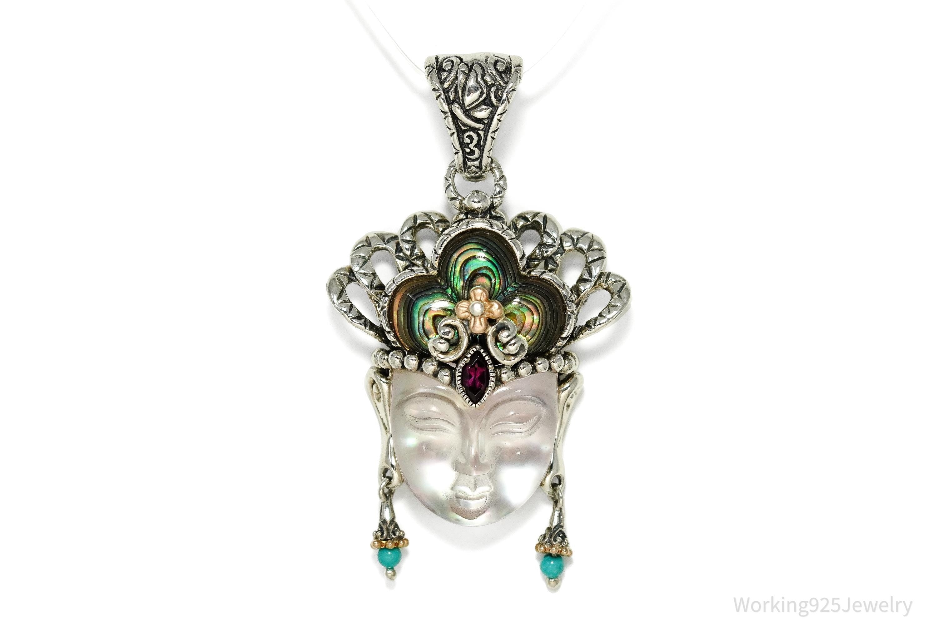 Barbara Bixby Goddess of Compassion Quan Yin 18K Gold Sterling Silver Pendant