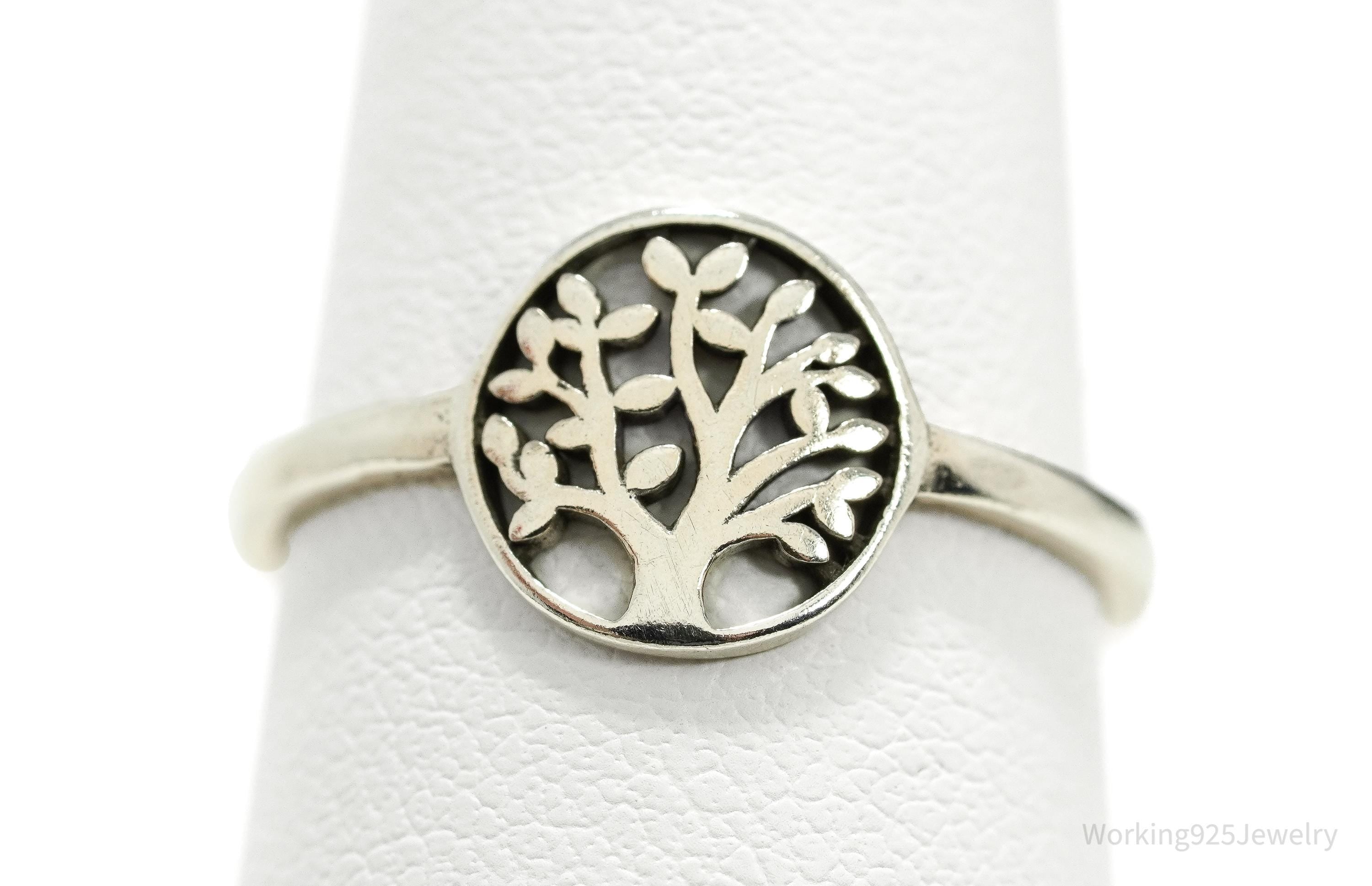 Vintage Tree Of Life Sterling Silver Ring - Size 7.25