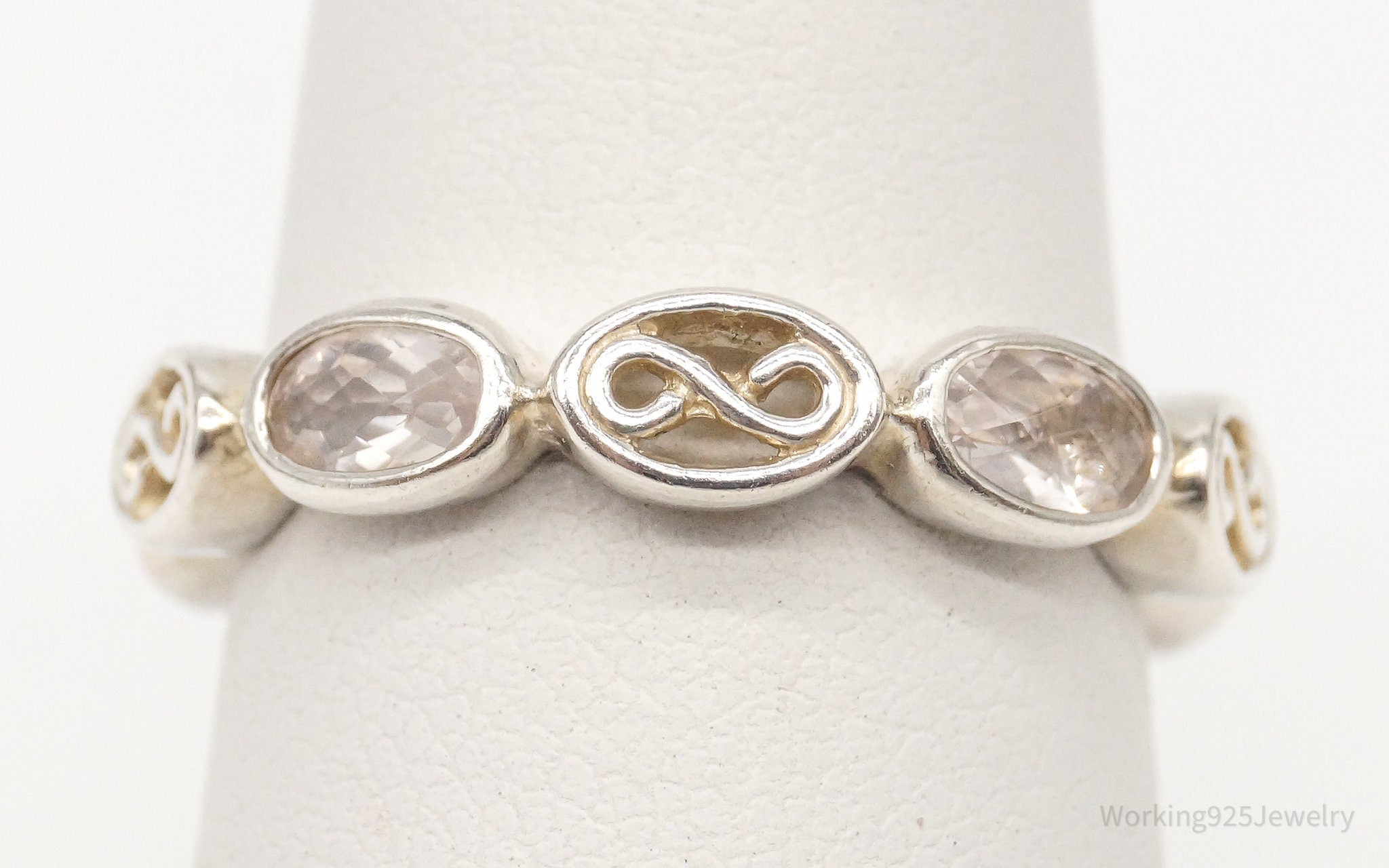 Vintage Rose Quartz Sterling Silver Ring - Size 7