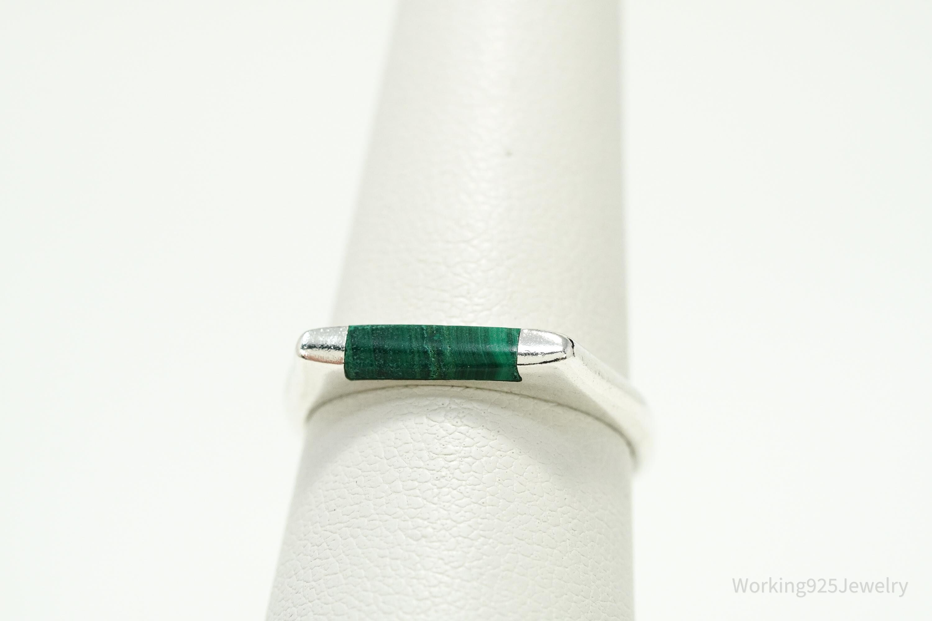 Vintage Malachite Sterling Silver Ring - Size 7
