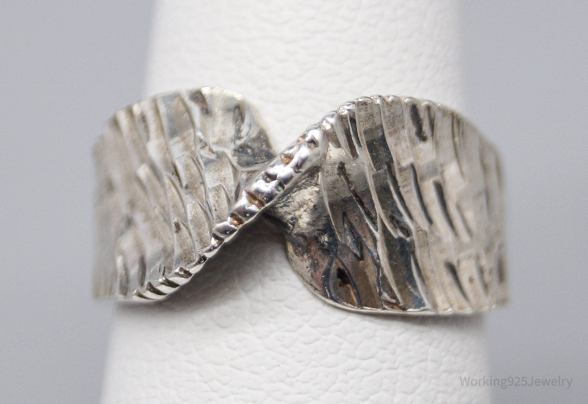 Vintage Brutalist Style Sterling Silver Ring - Size 4.75