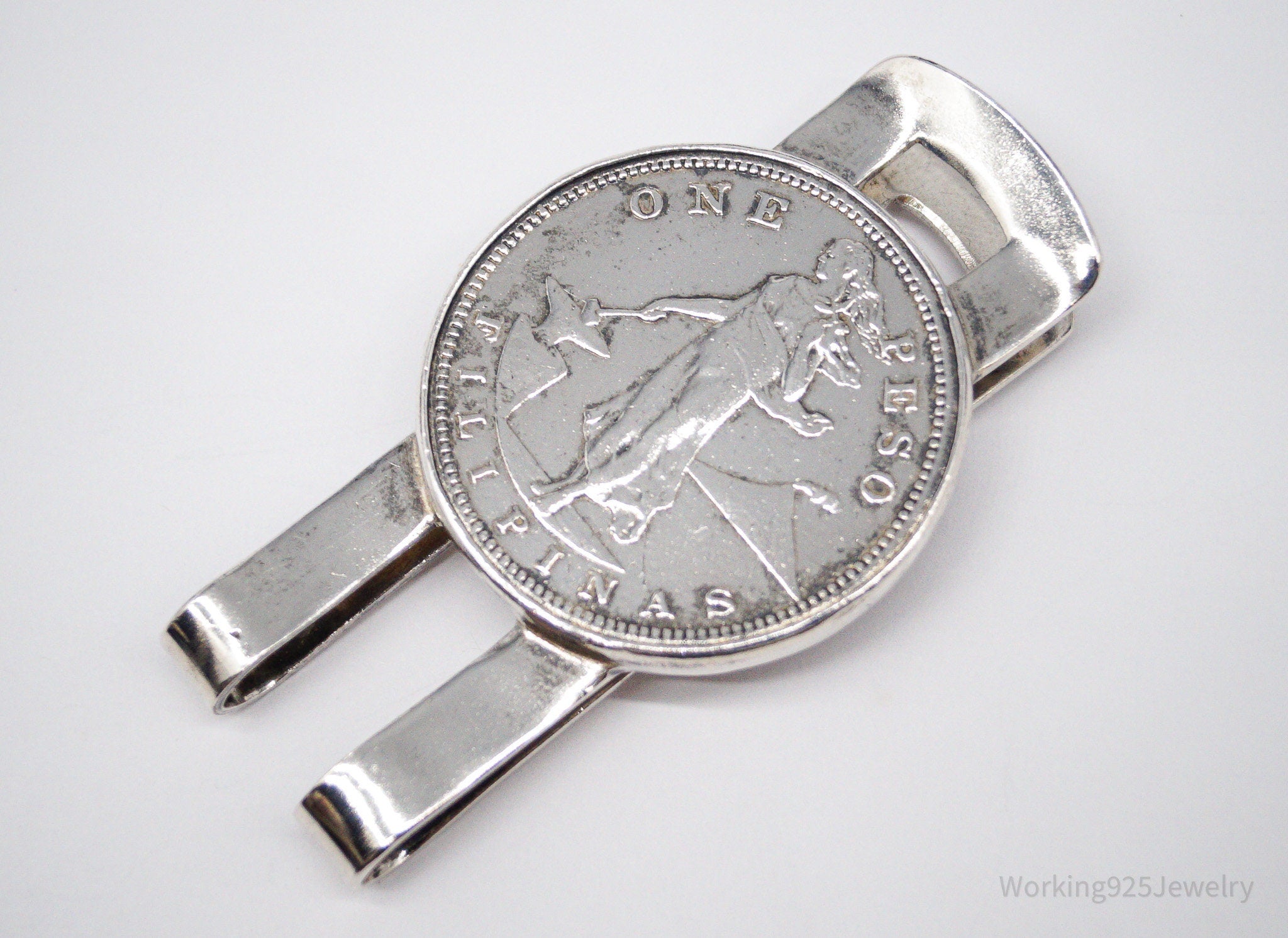 Philippines Silver Peso Coin Sterling Silver Money Clip