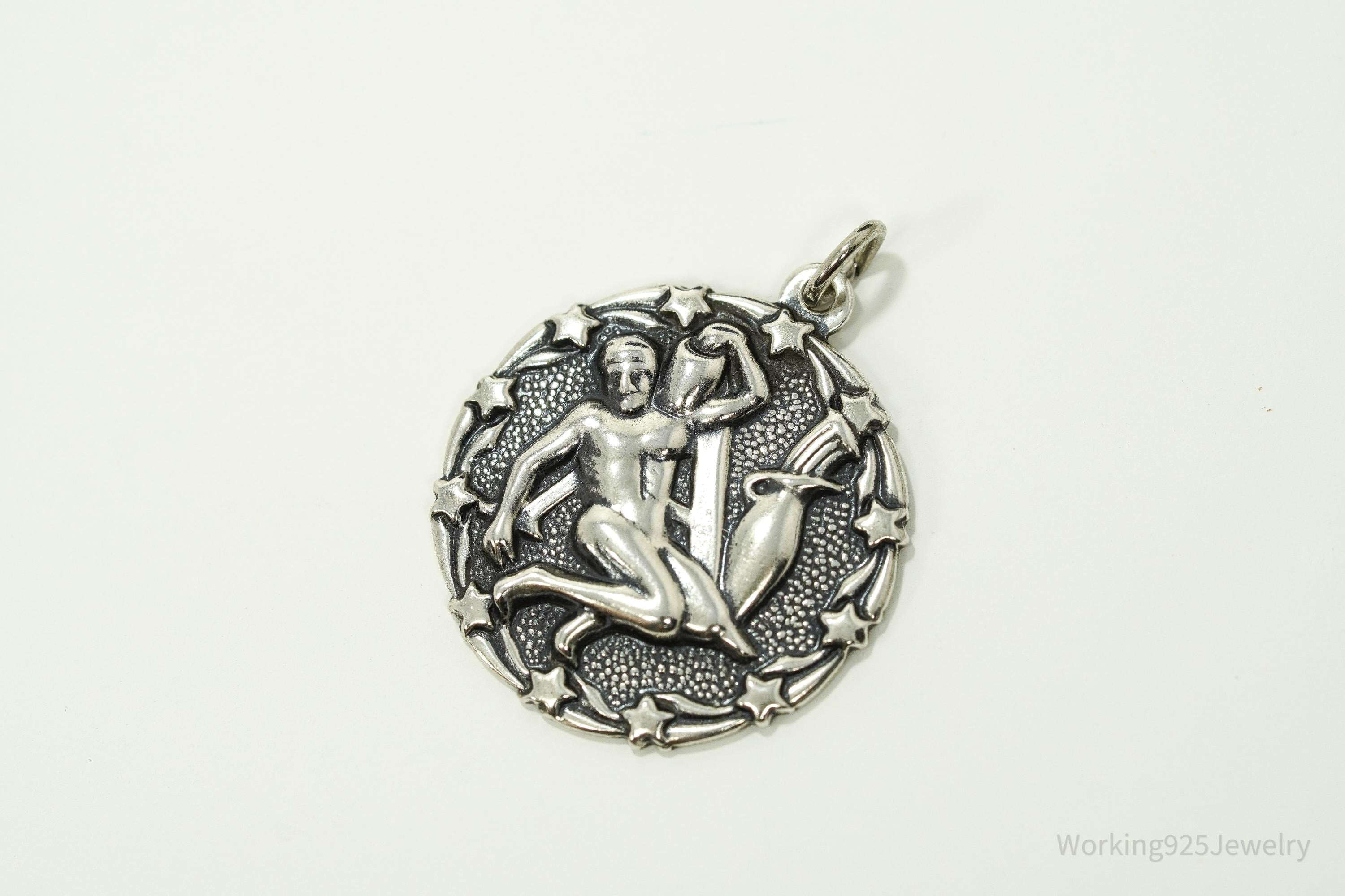 Vintage Bell Trading Aquarius Sign Sterling Silver Pendant