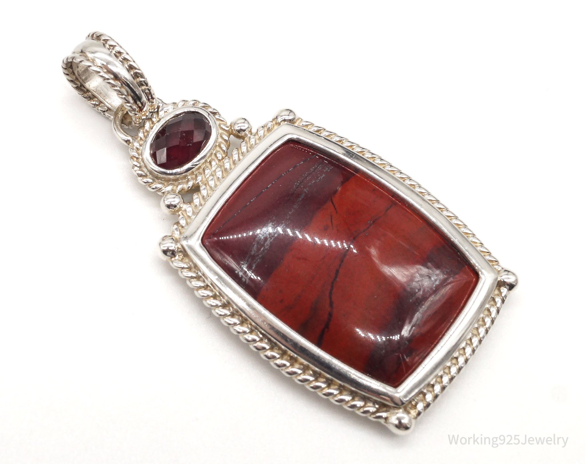 Large Designer Whitney Kelly Red Jasper Garnet Sterling Silver Pendant
