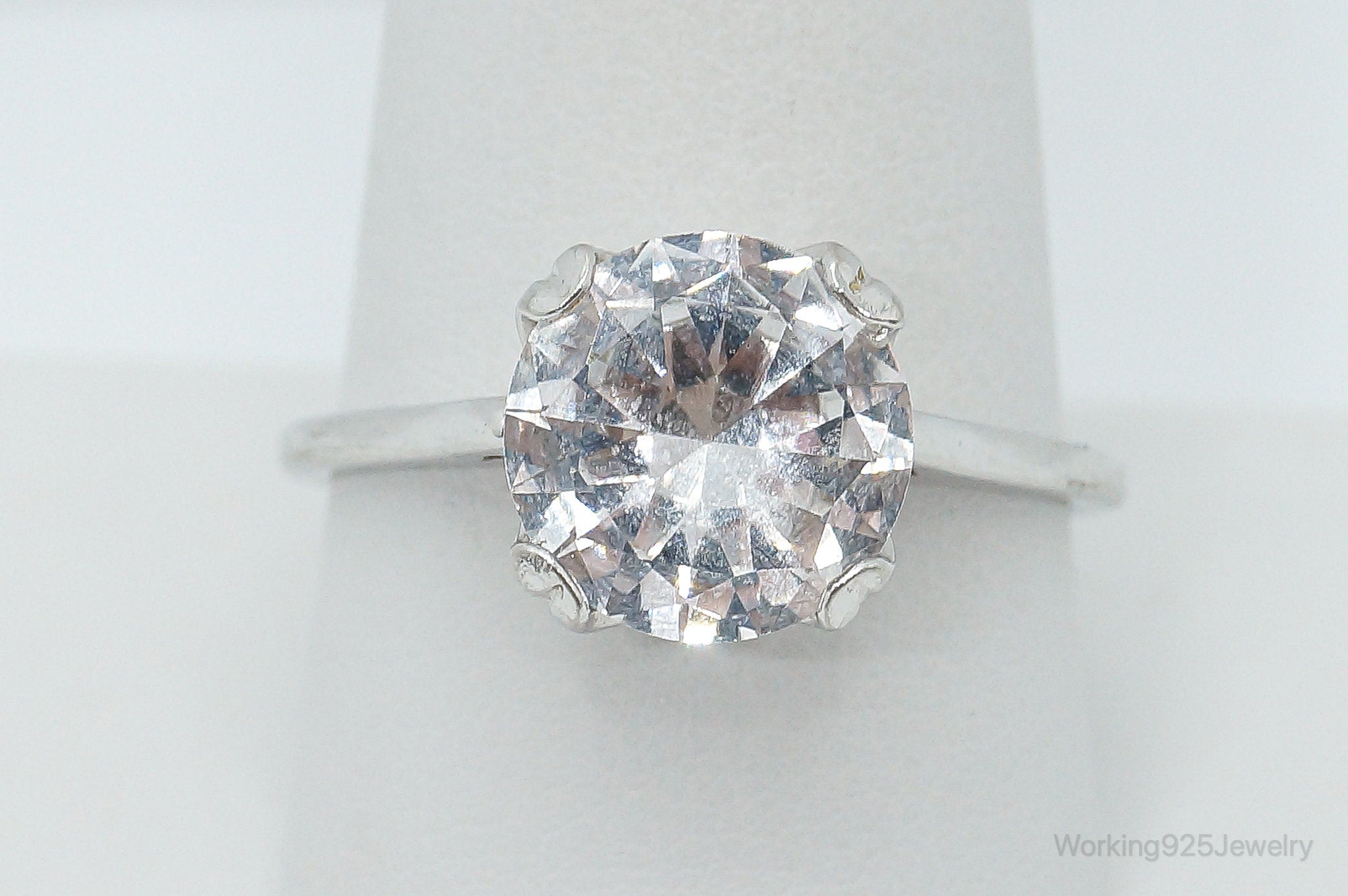 Vintage Cubic Zirconia Sterling Silver Ring - Size 10